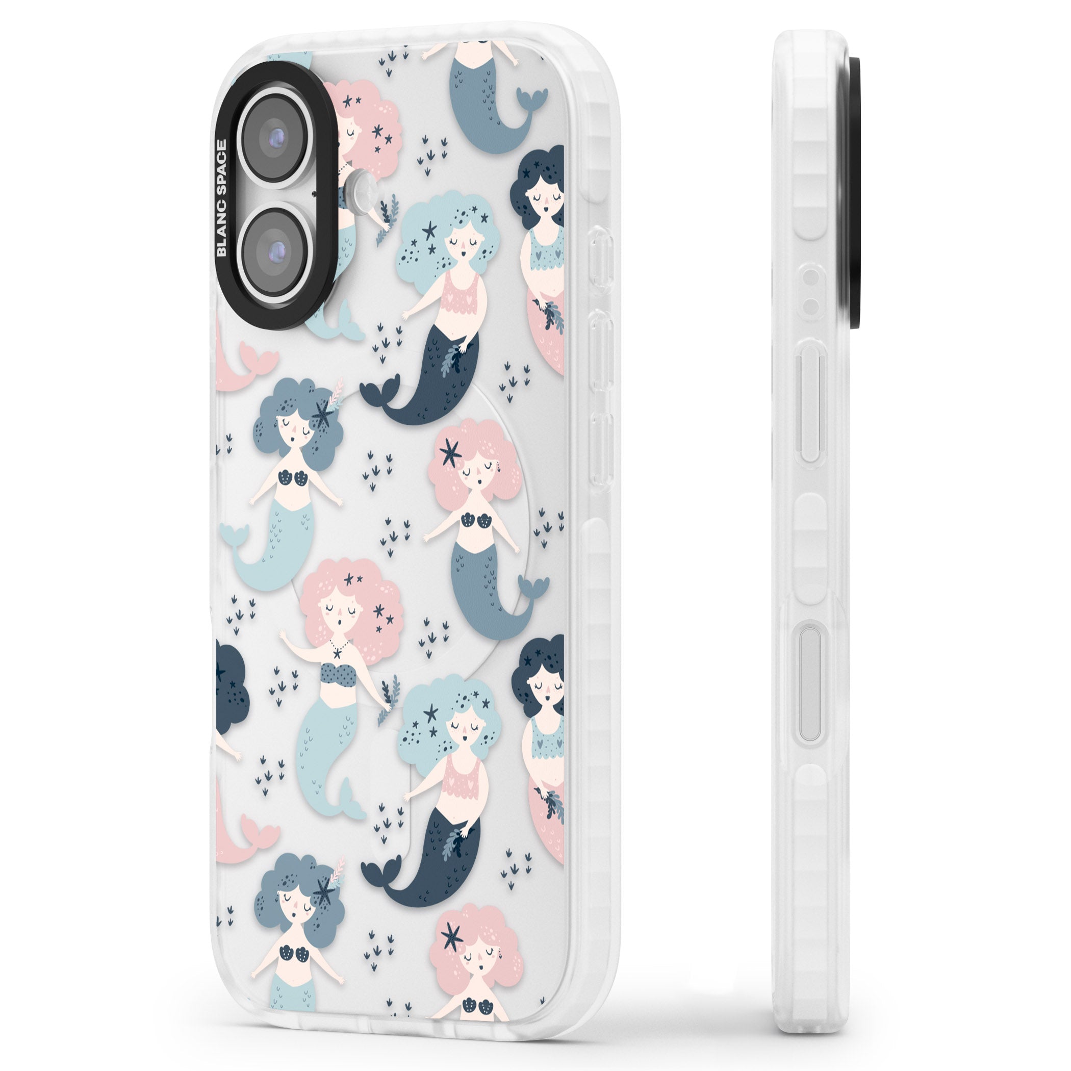 Pastel Mermaids iPhone 17 Impact Clear Phone Case Side Profile