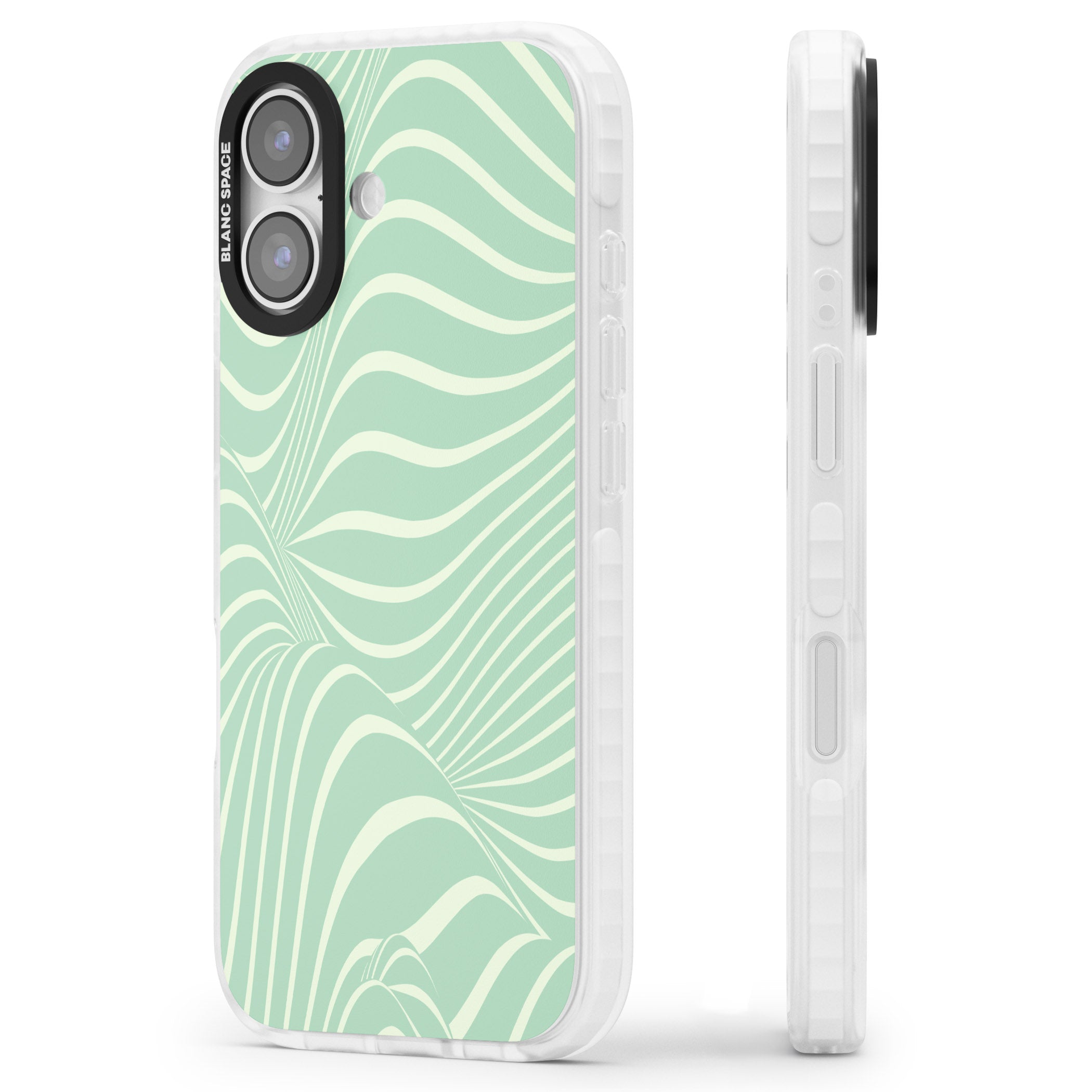 Mint Green Distorted Line iPhone 17 Impact Clear Phone Case Side Profile
