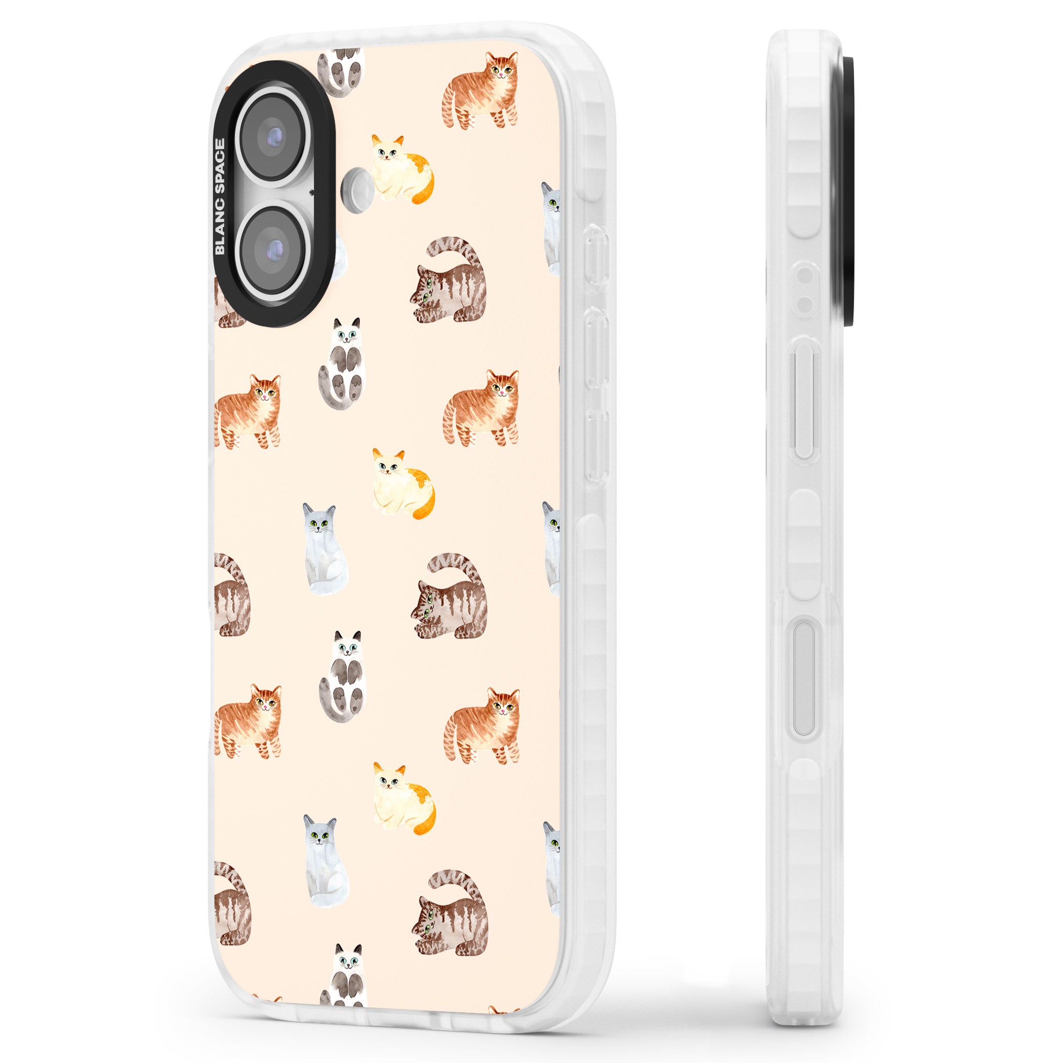 Cute Cat Parade iPhone 17 Impact Clear Phone Case Side Profile