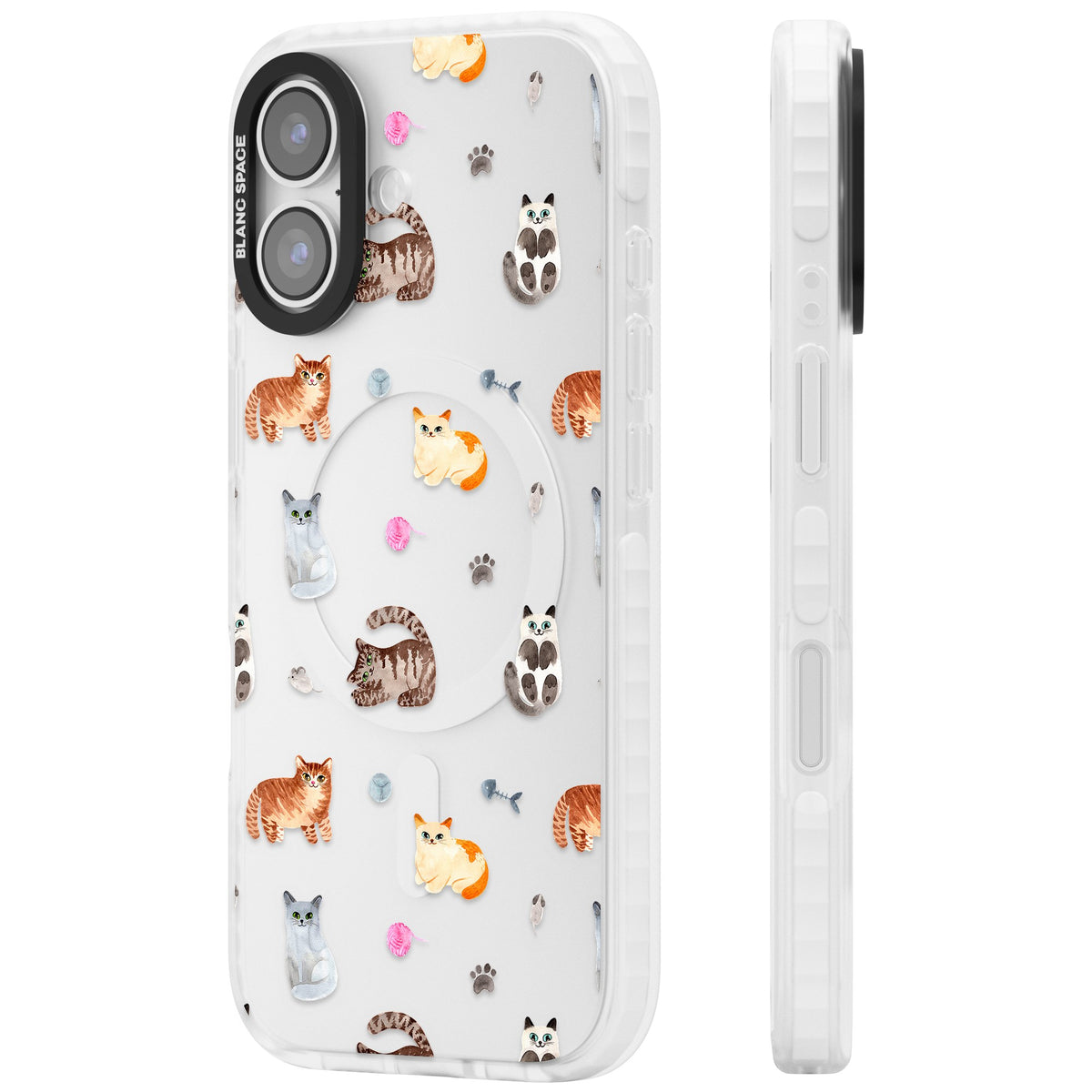 Playful Cats iPhone 16 / iPhone 16 Plus / iPhone 17 Impact Clear Phone Case side