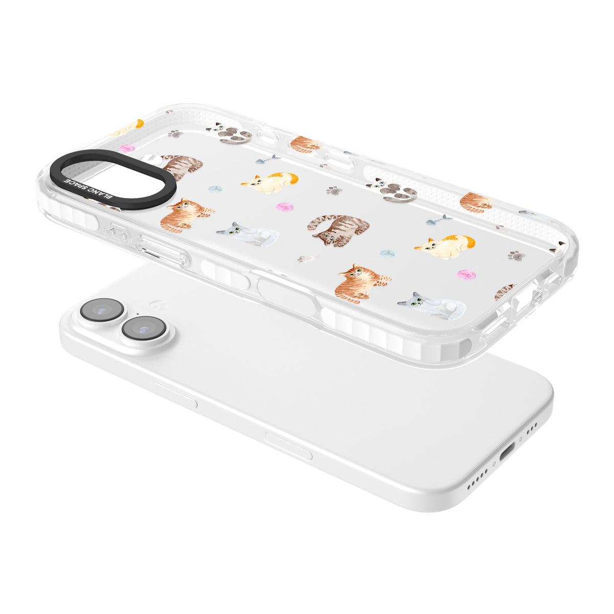 Playful Cats iPhone 16 / iPhone 16 Plus / iPhone 17 Impact Clear Phone Case angled