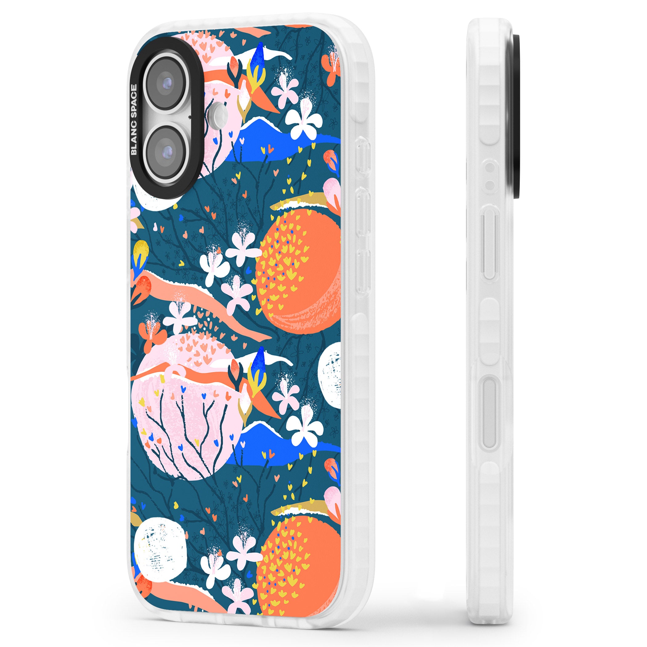 Vibrant Coral Pattern iPhone 17 Impact Pro Clear Phone Case Side Profile