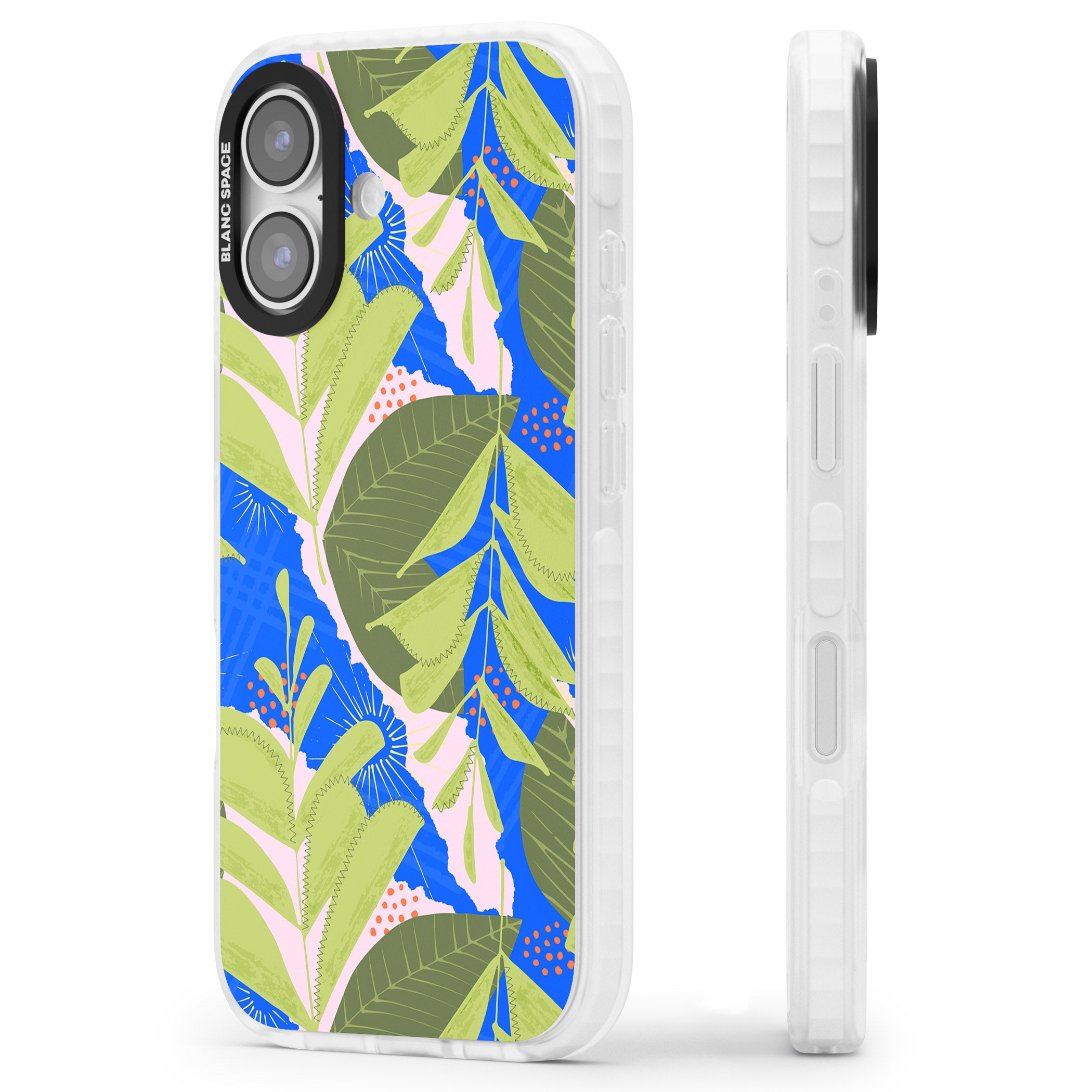 Fern Leaves Abstract Pattern iPhone 17 Impact Pro Clear Phone Case Side Profile