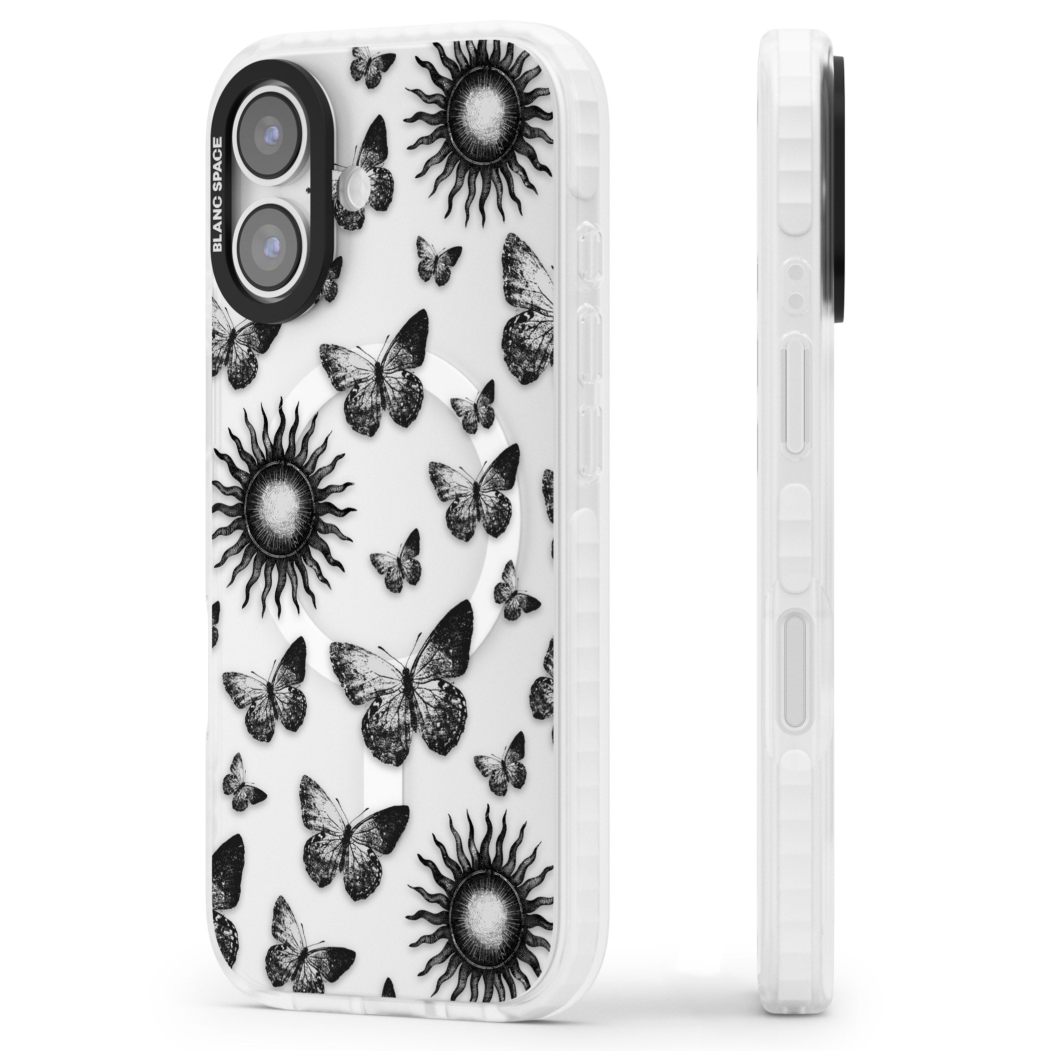 Butterflies Suns iPhone 17 Impact Pro Clear Phone Case Side Profile