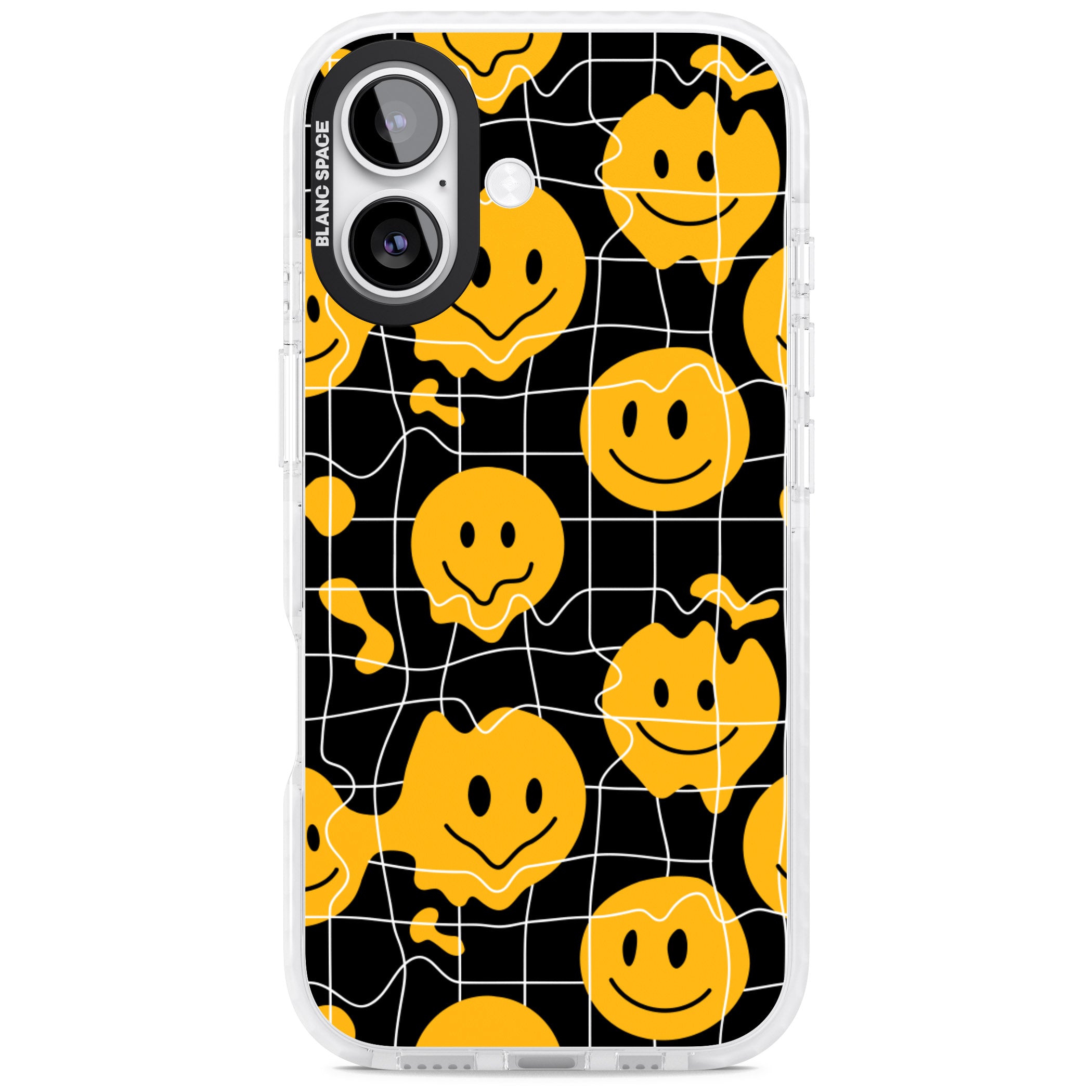 Acid Face Grid Pattern iPhone 17 Impact Pro Clear Phone Case