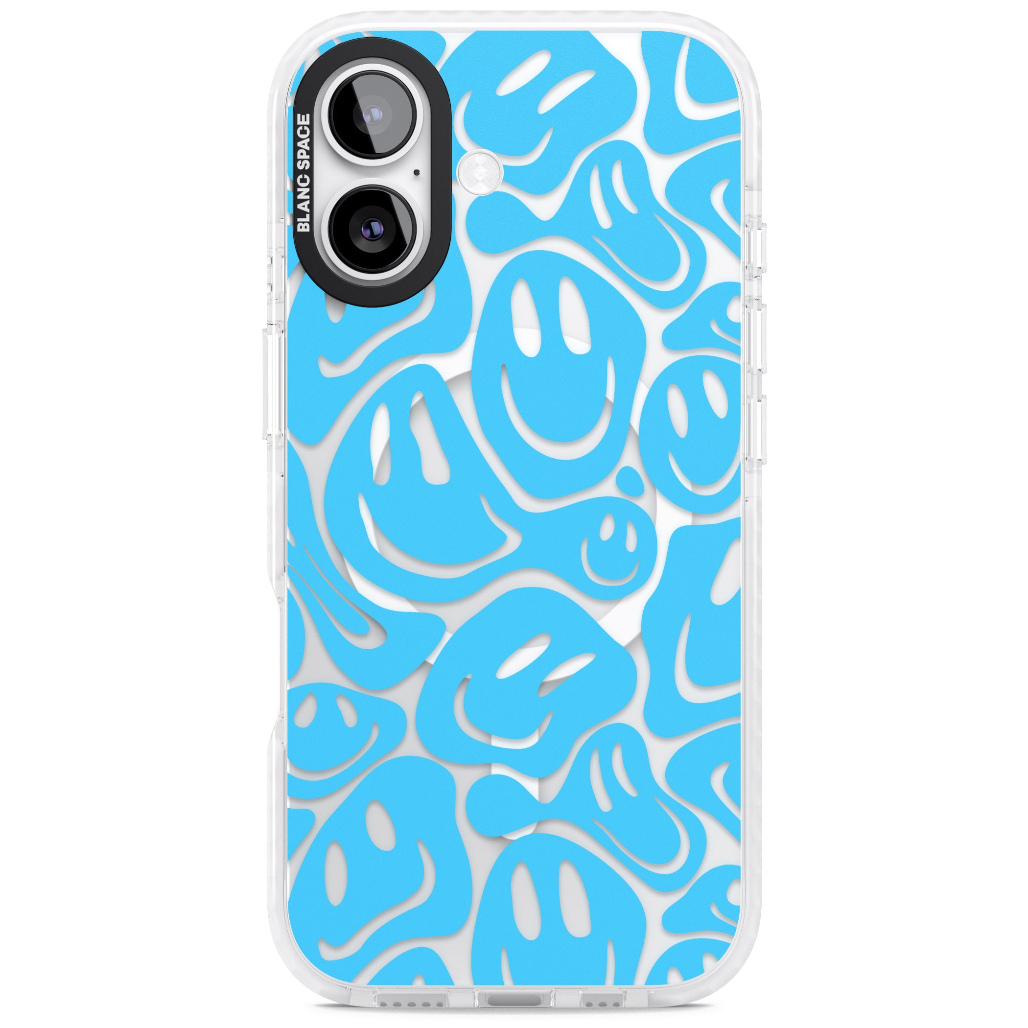 Blue Acid Faces iPhone 17 Impact Pro Clear Phone Case