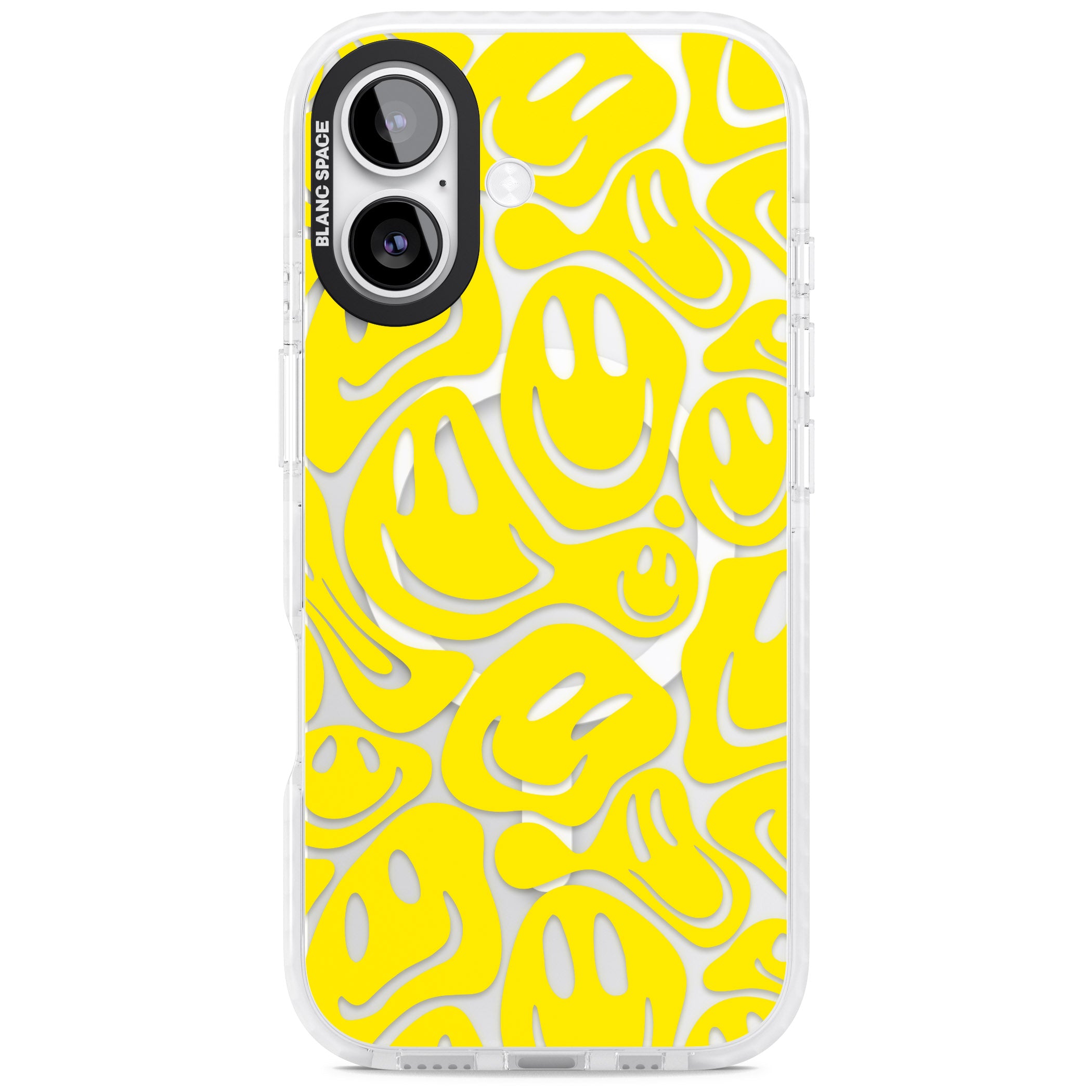 Yellow Acid Faces iPhone 17 Impact Pro Clear Phone Case