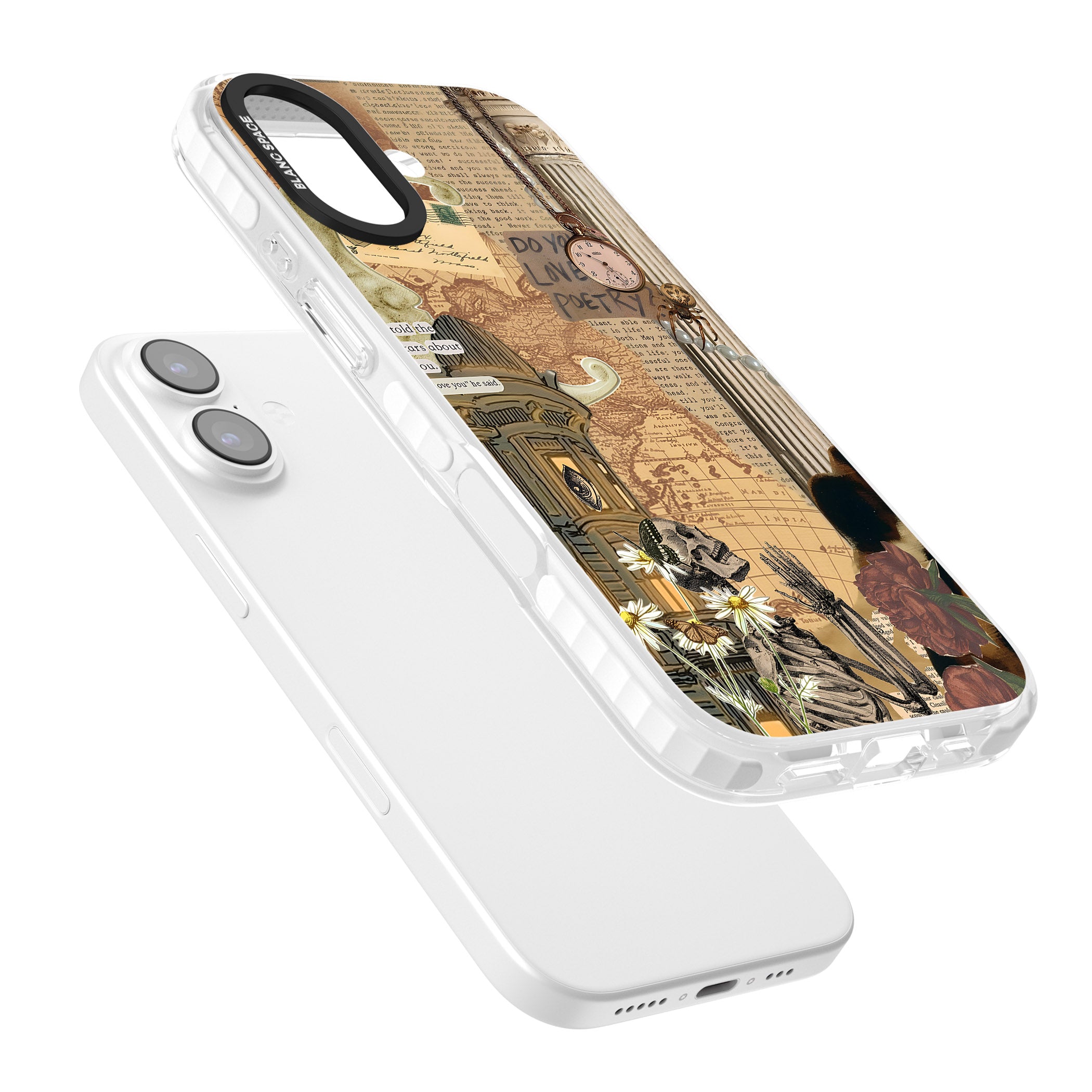 Skeleton Poetry iPhone 17 Impact Pro Clear Phone Case Colours