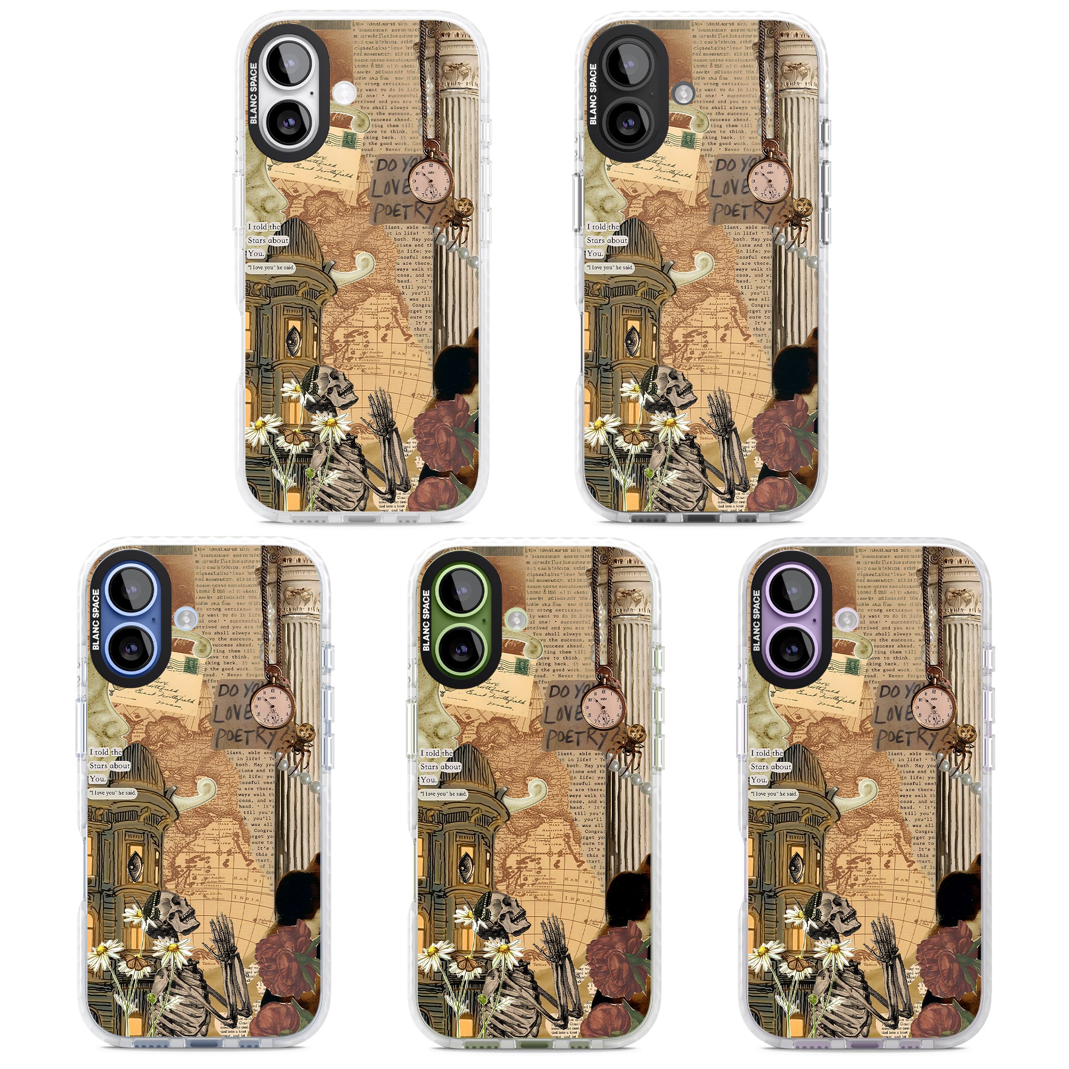 Skeleton Poetry iPhone 17 Impact Pro Clear Phone Case APT Impact Protection