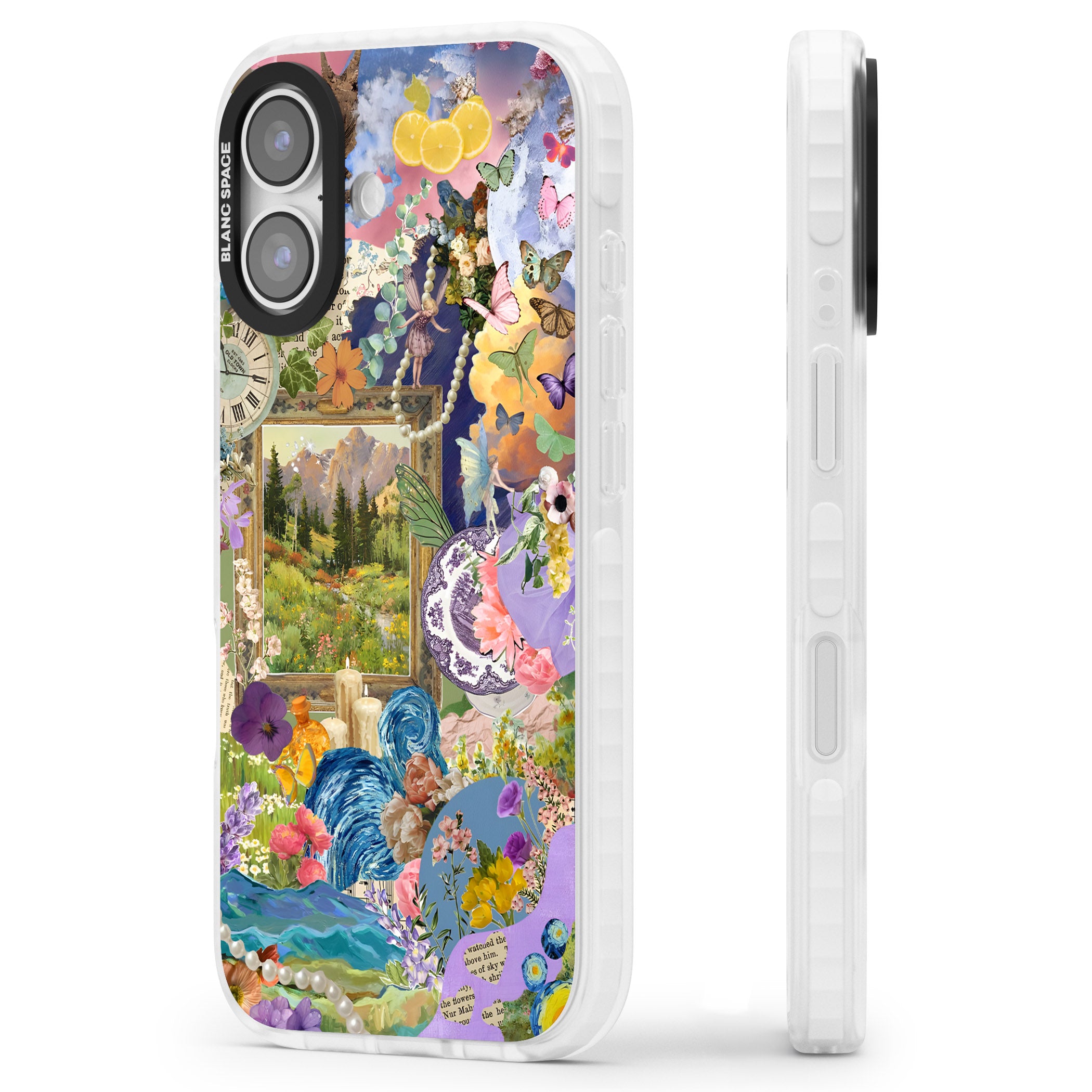 Vibrant Whimsy Collage iPhone 17 Impact Pro Clear Phone Case Side Profile