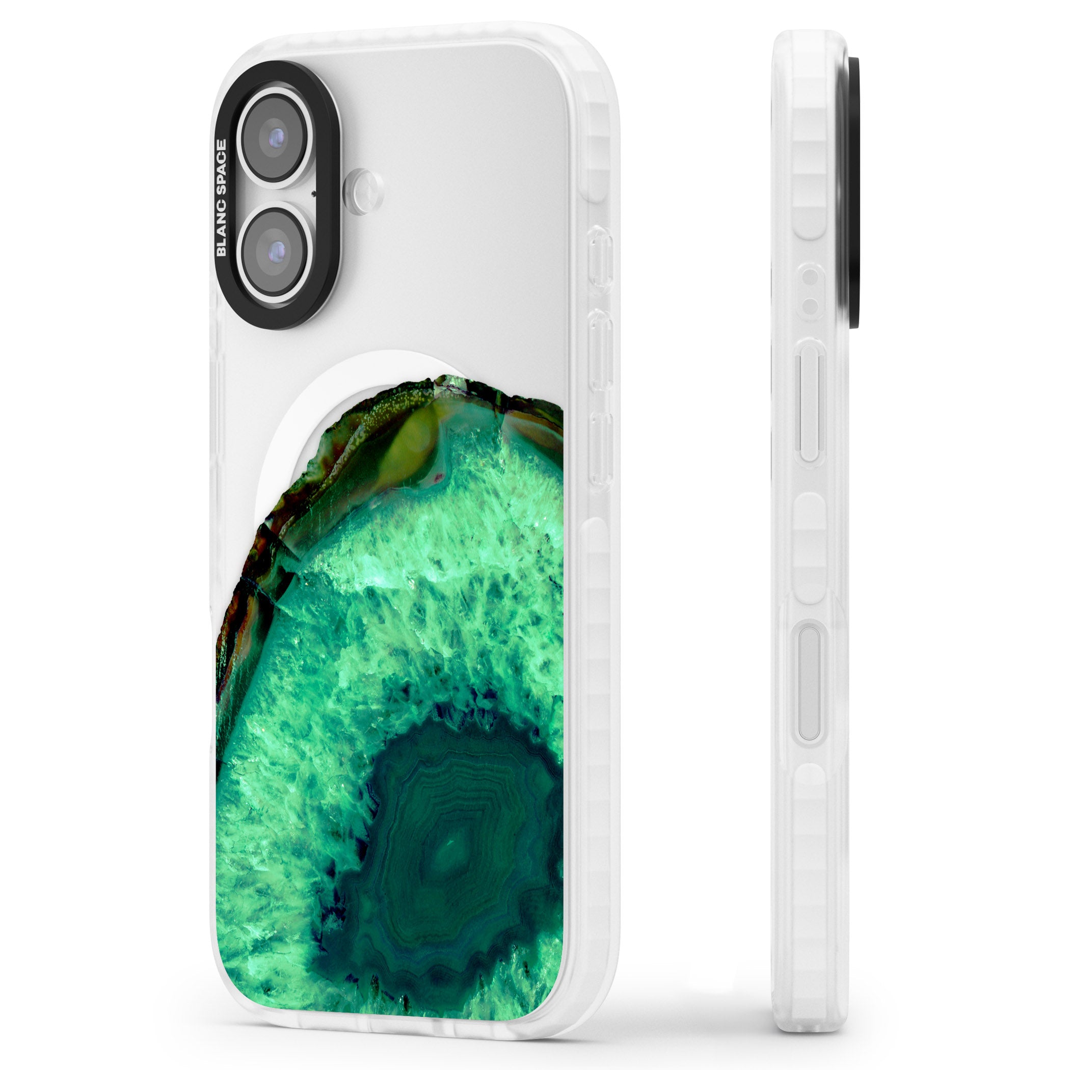 Emerald Geode iPhone 17 Impact Pro Clear Phone Case Side Profile