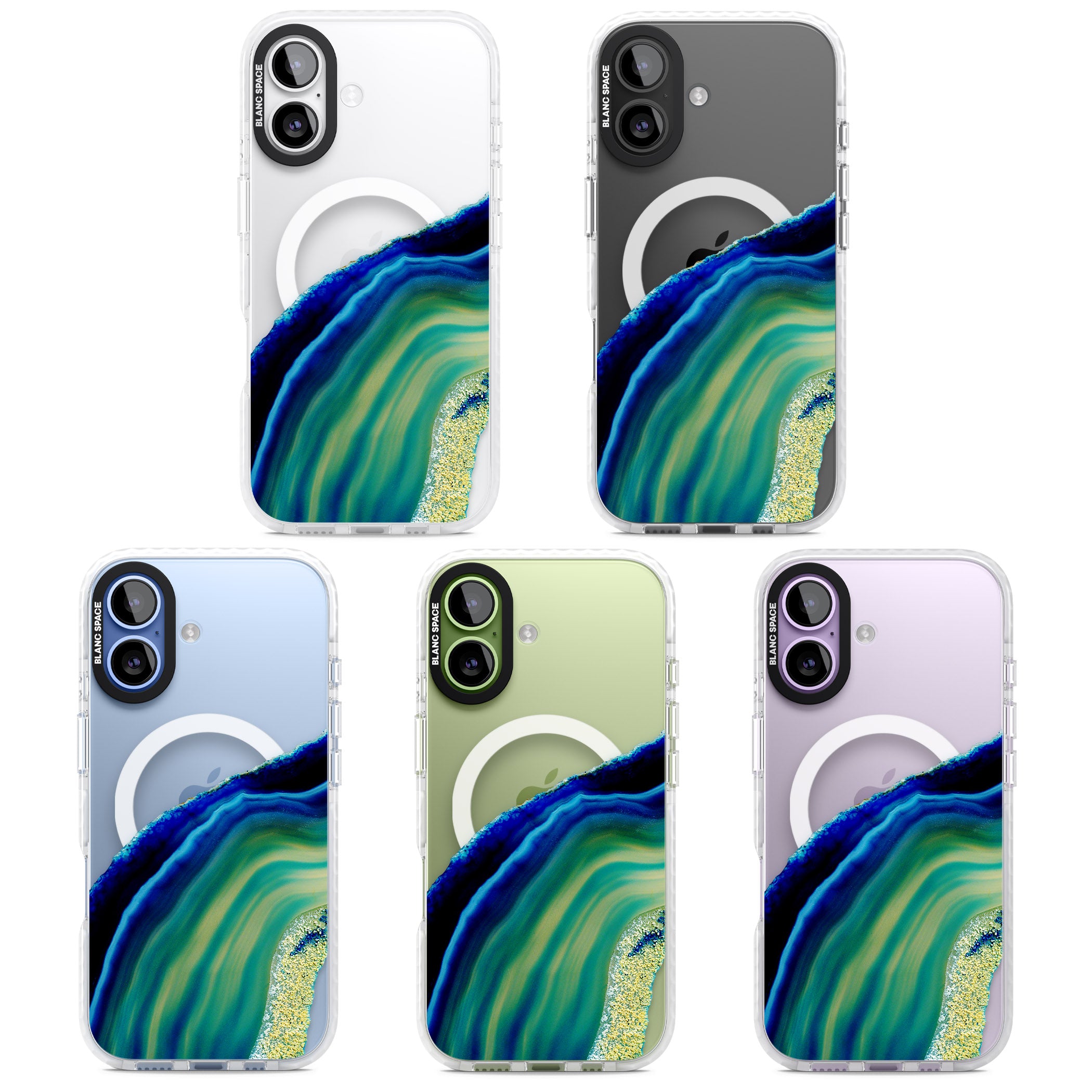 Green & Blue Emerald Geode iPhone 17 Impact Pro Clear Phone Case APT Impact Protection