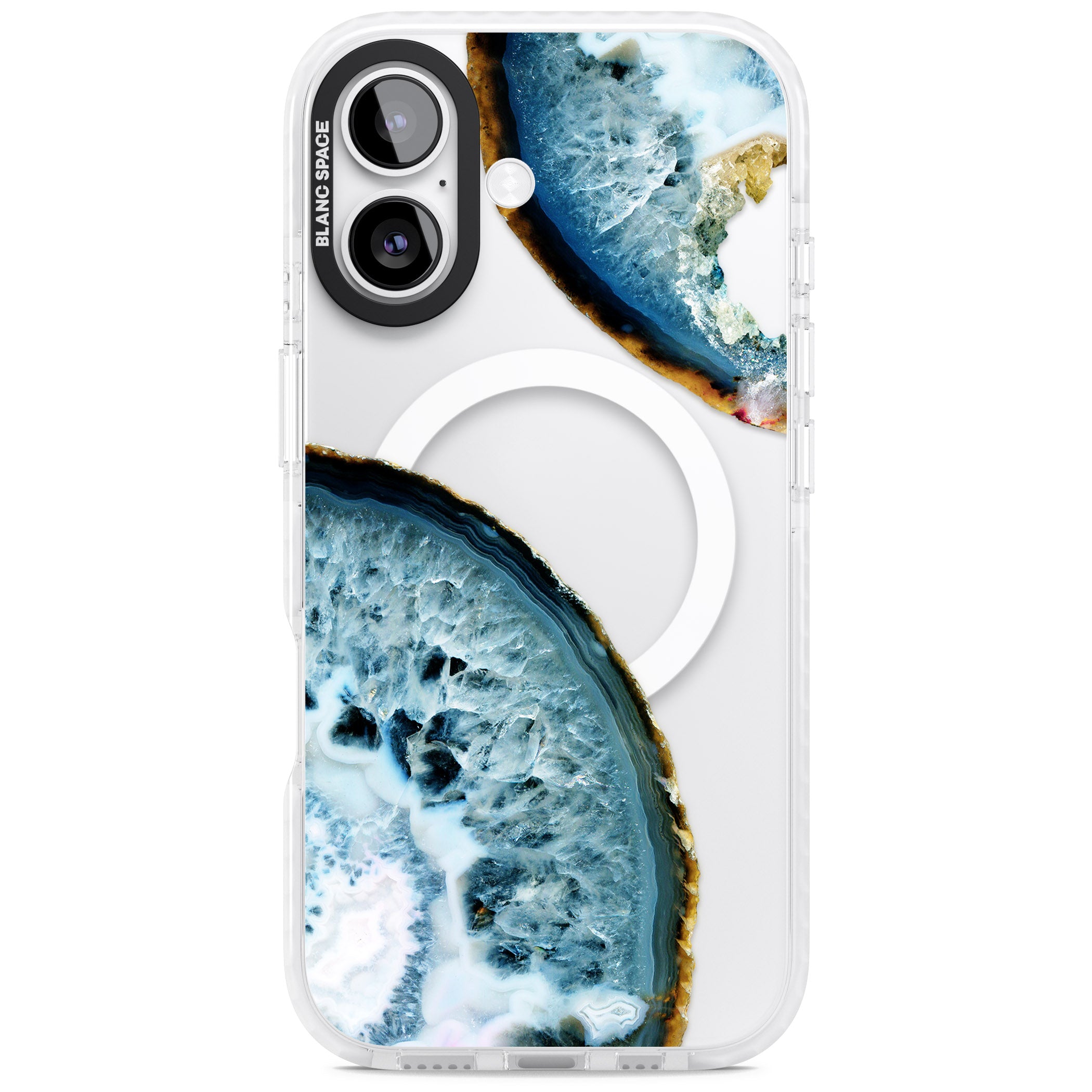 Blue Agate Slice iPhone 17 Impact Pro Clear Phone Case