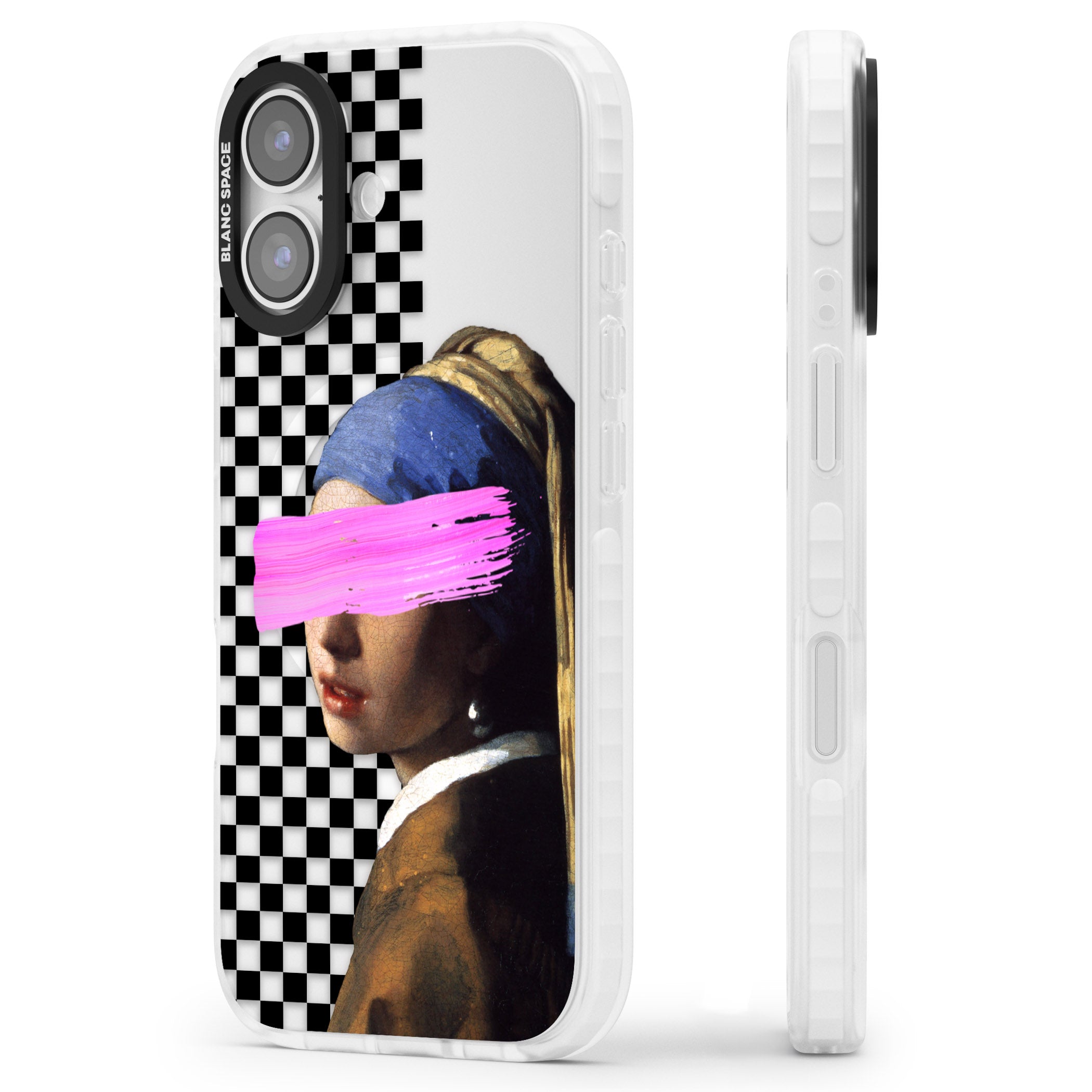 Abstract Pearl Girl iPhone 17 Impact Pro Clear Phone Case Side Profile