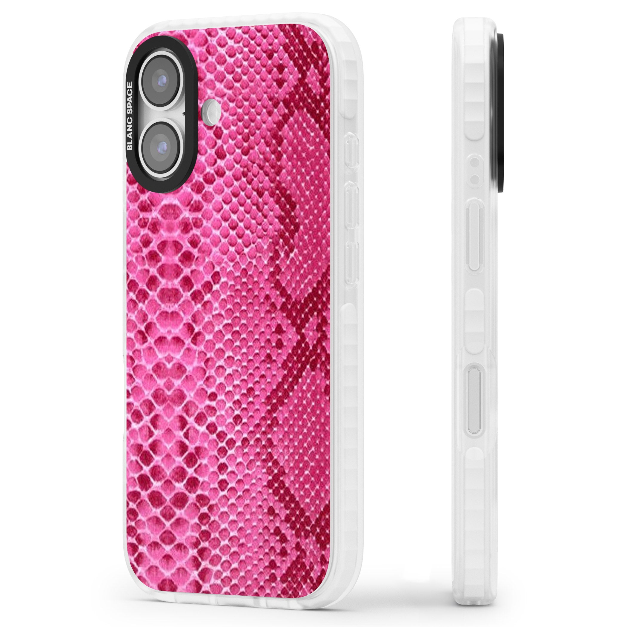 Pink Snakeskin iPhone 17 Impact Pro Clear Phone Case Side Profile