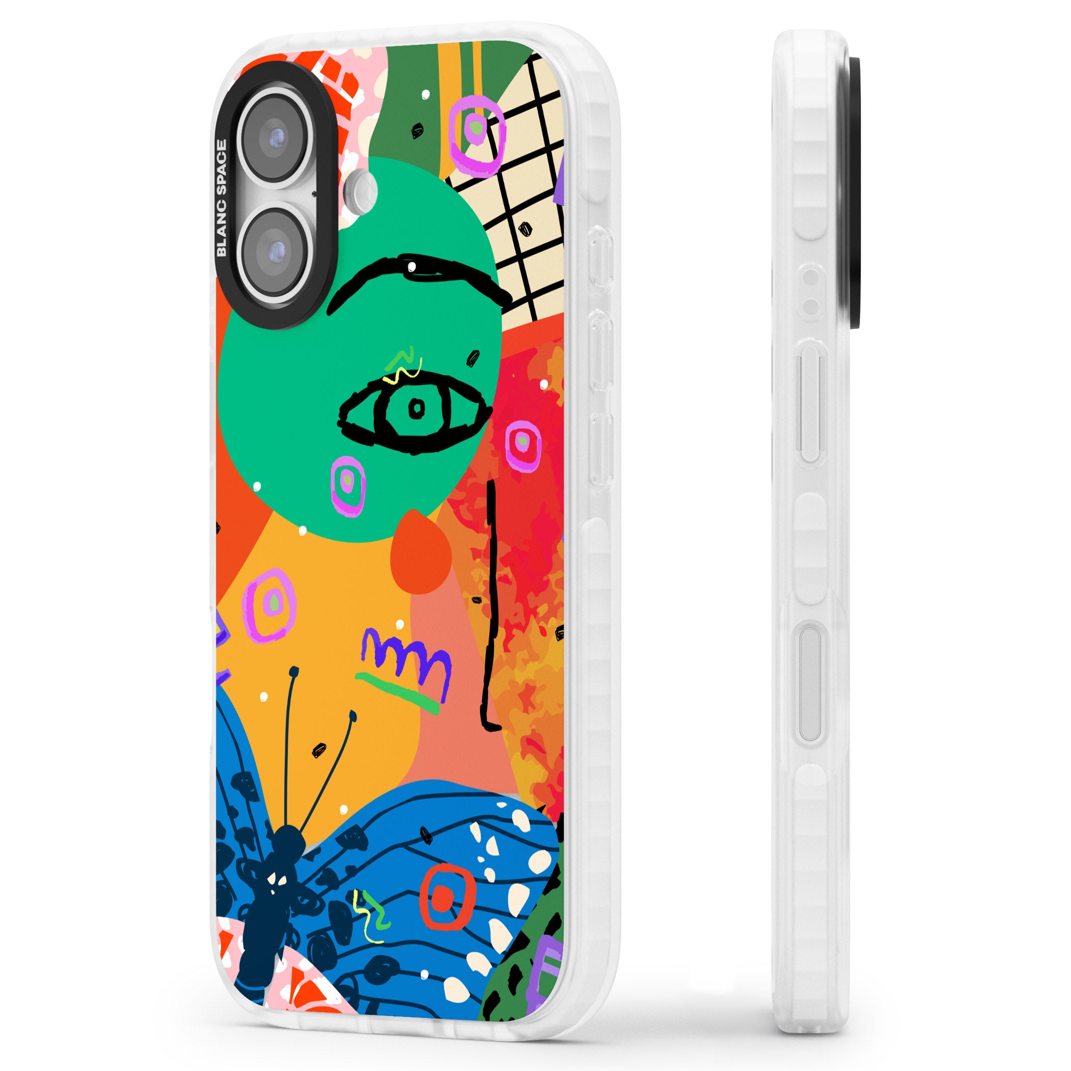 Abstract Butterfly iPhone 17 Impact Pro Clear Phone Case Side Profile