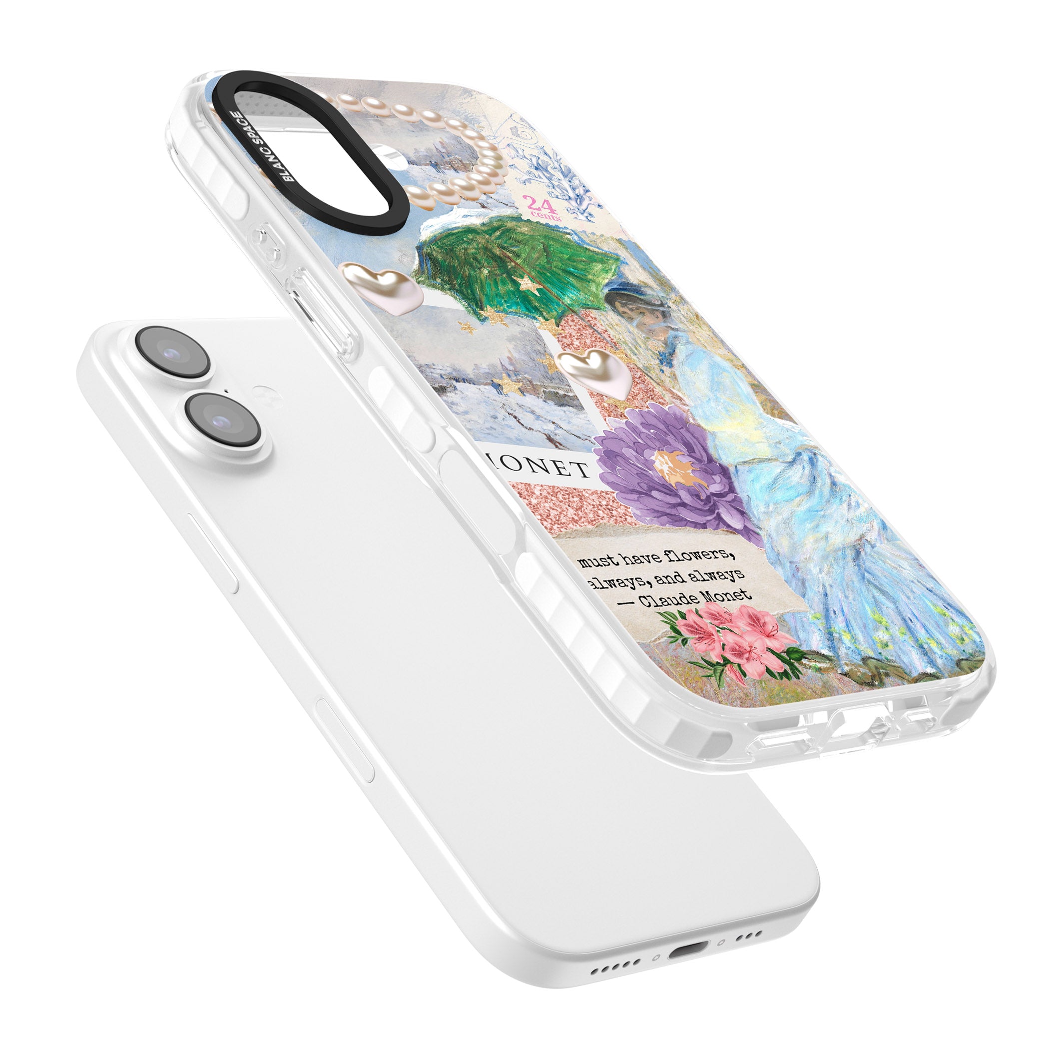 Monet 'Must Have Flowers' Collage iPhone 17 Impact Pro Clear Phone Case Colours