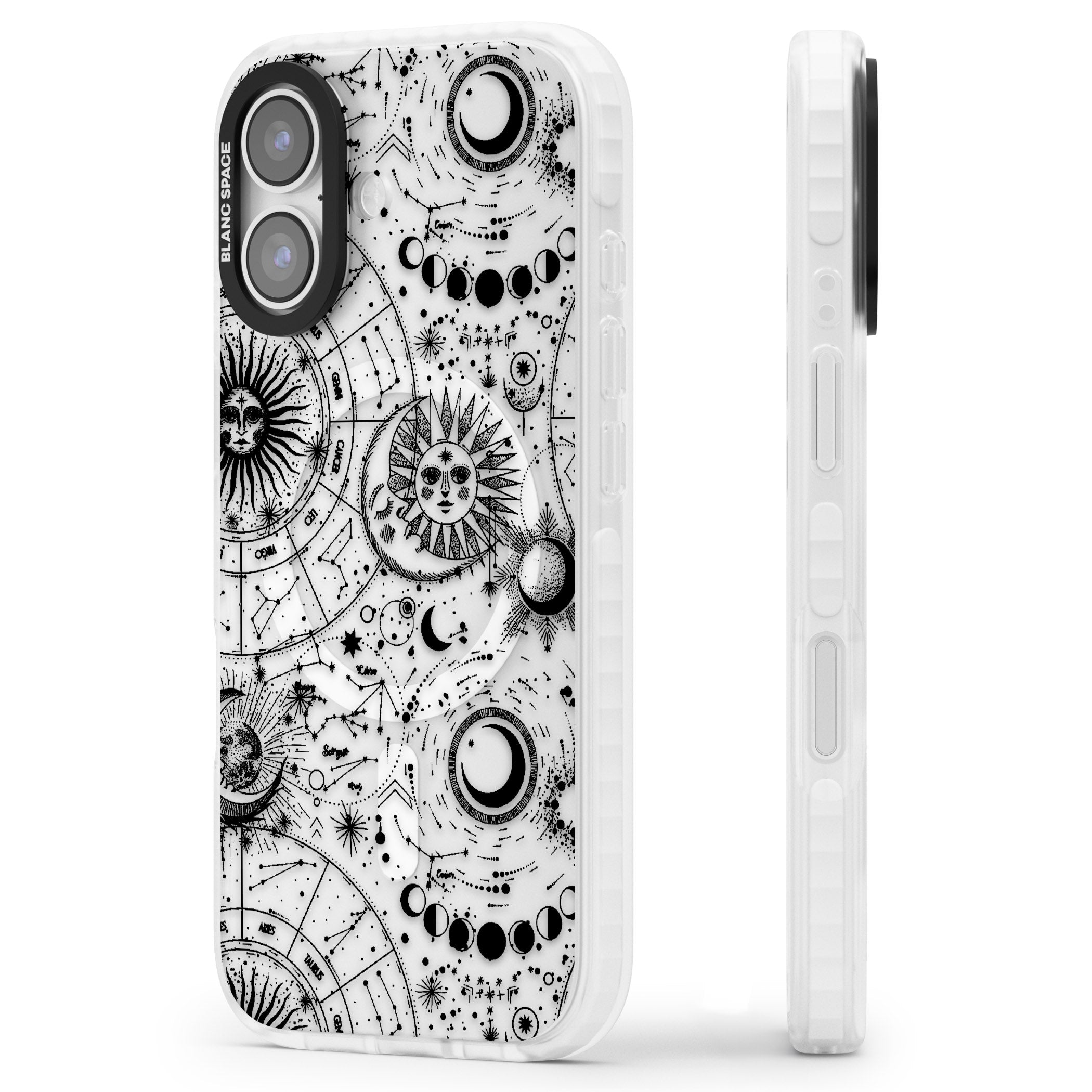 Celestial Zodiac iPhone 17 Impact Pro Clear Phone Case Side Profile