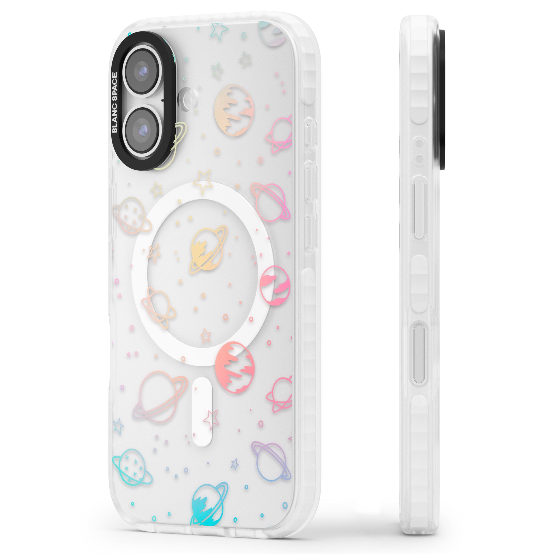 Pastel Space Universe iPhone 17 Impact Pro Clear Phone Case Side Profile