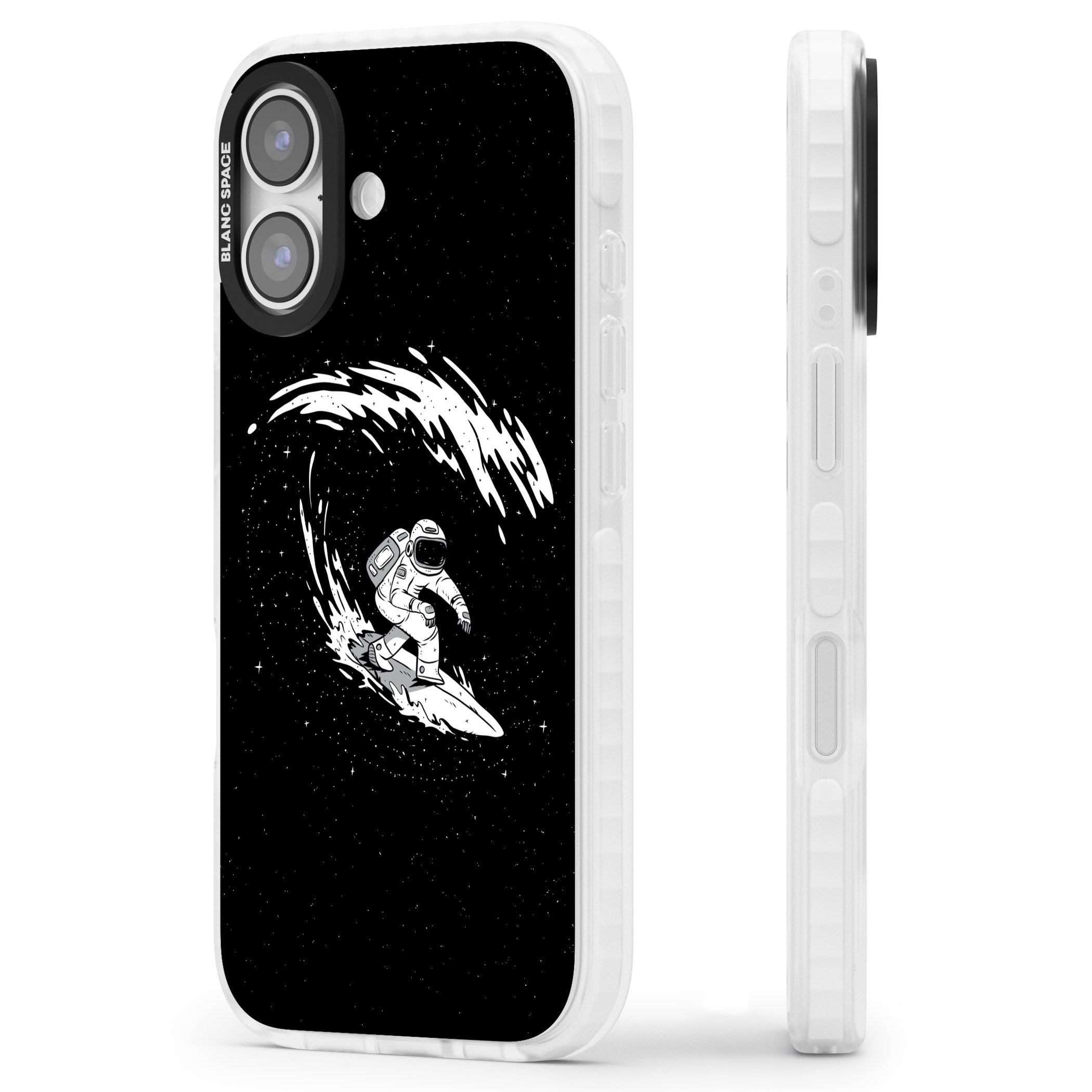 Cosmic Surf iPhone 17 Impact Pro Clear Phone Case Side Profile