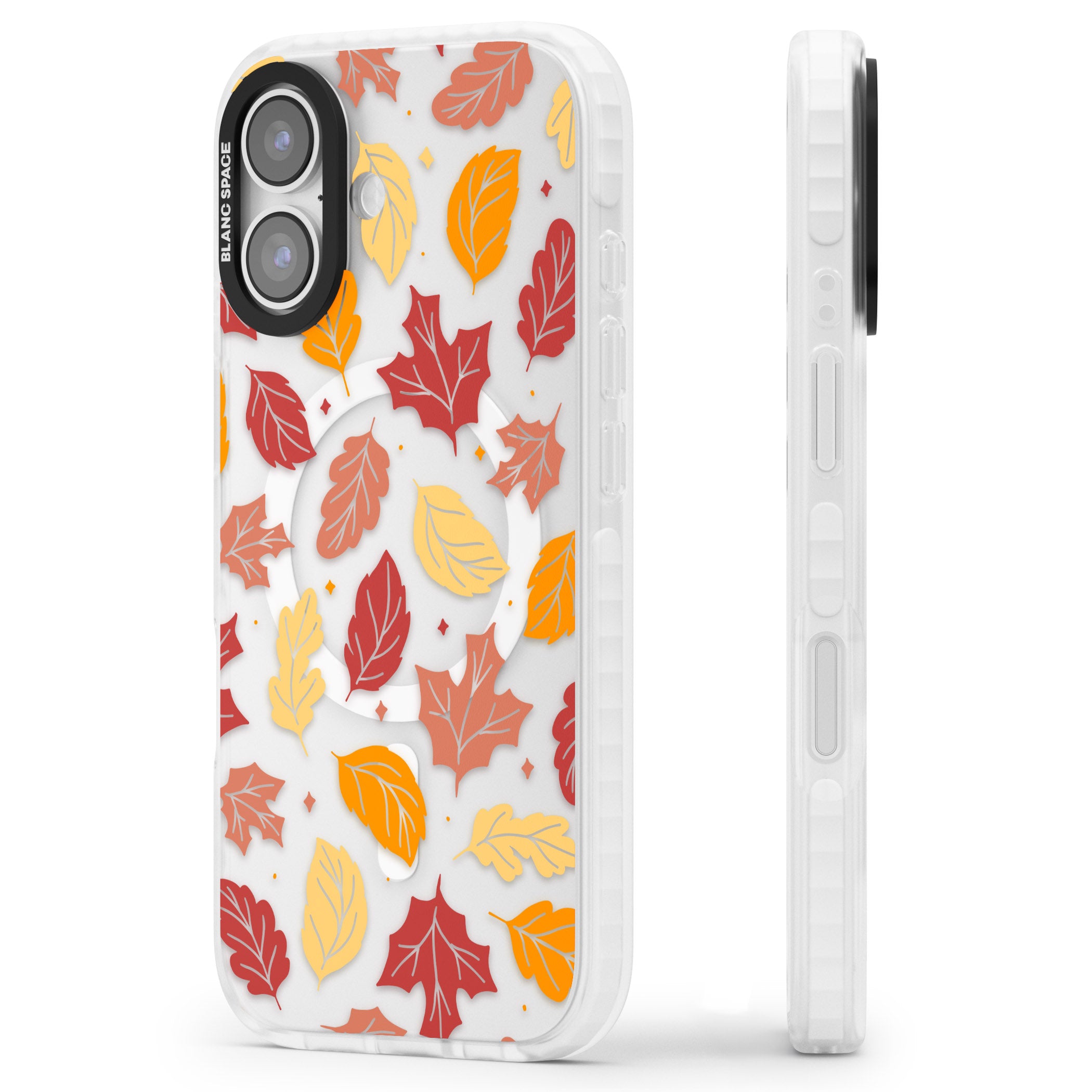 Autumn Leaves iPhone 17 Impact Pro Clear Phone Case Side Profile
