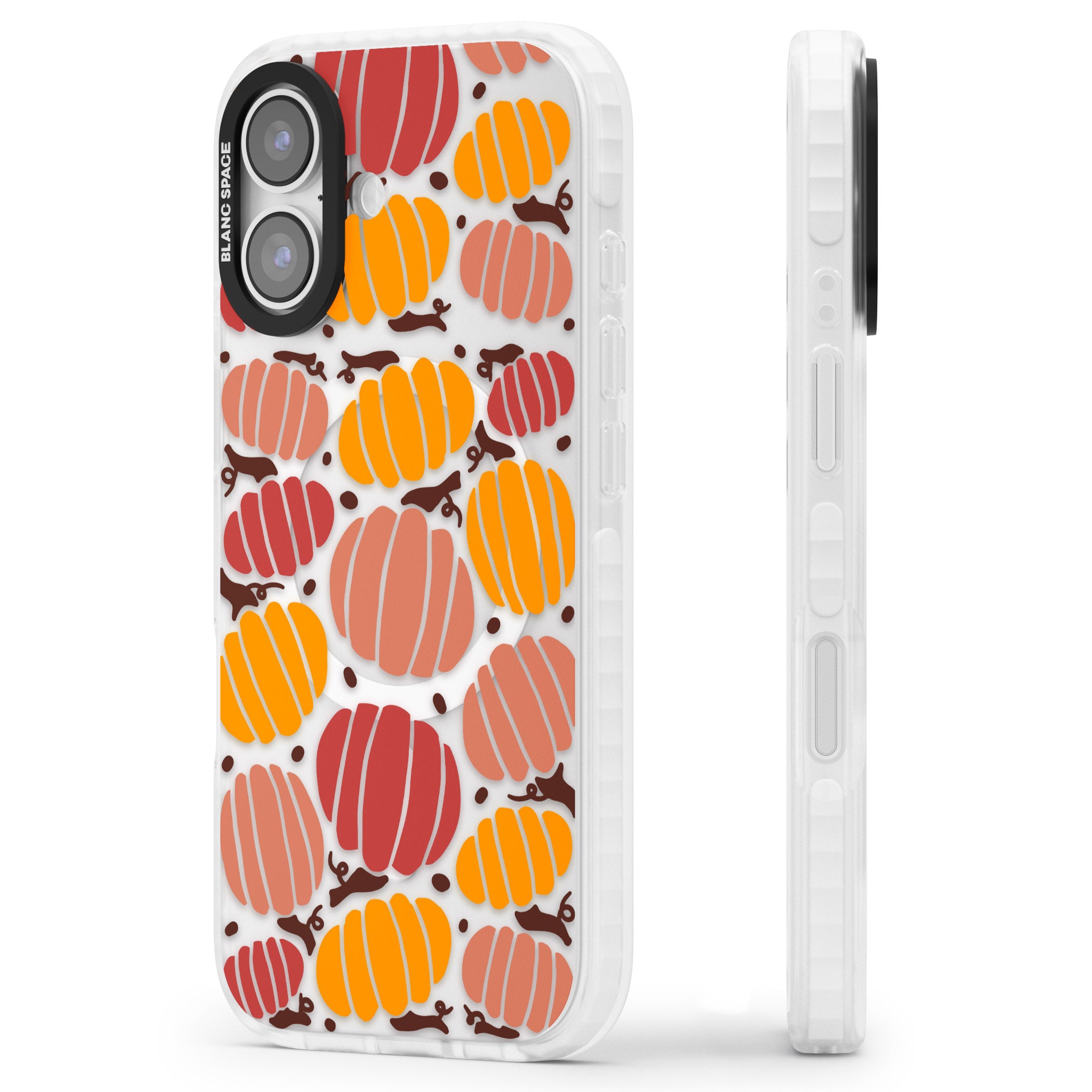 Autumn Pumpkin Patch iPhone 17 Impact Pro Clear Phone Case Side Profile