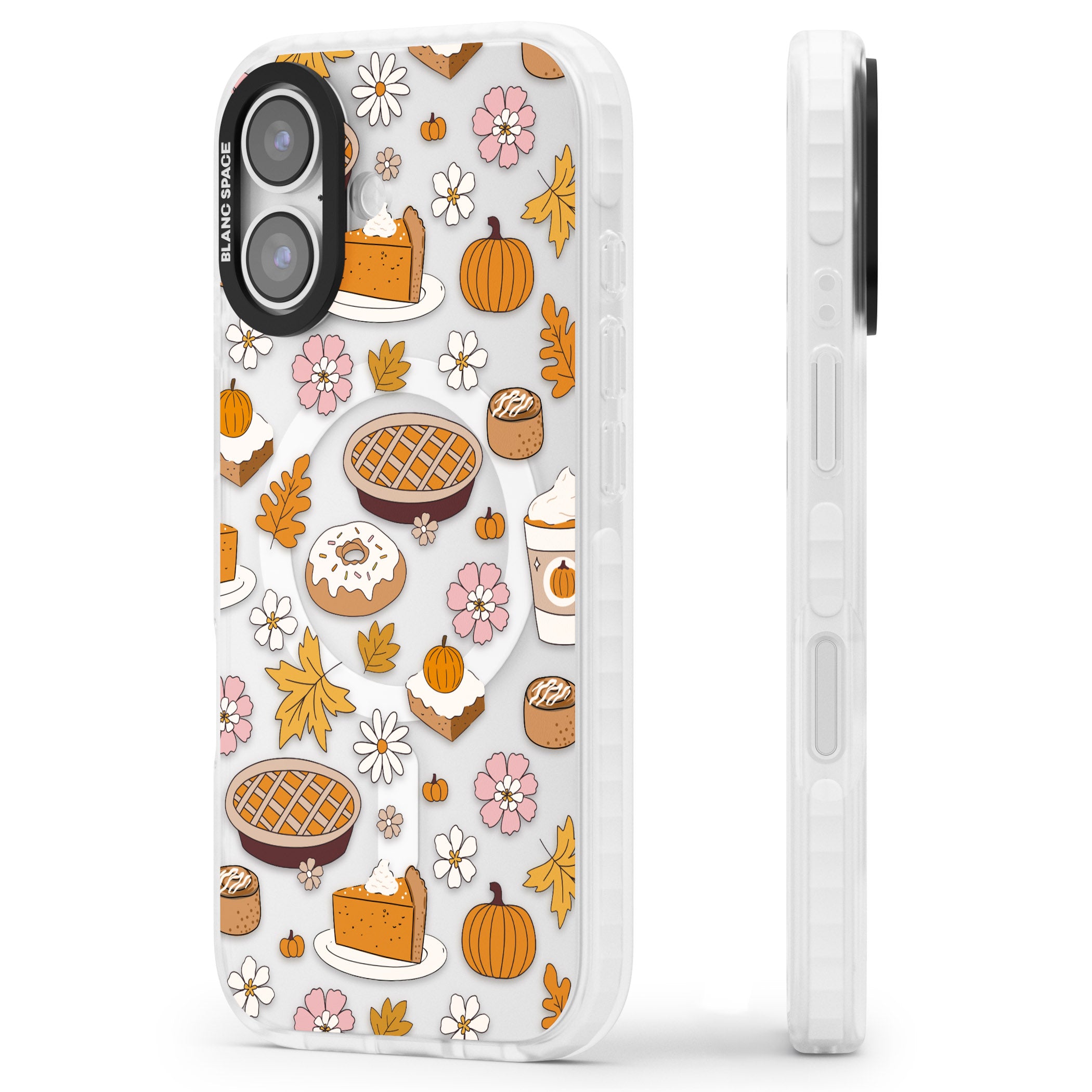 Pumpkin Pie Autumn Treats iPhone 17 Impact Pro Clear Phone Case Side Profile