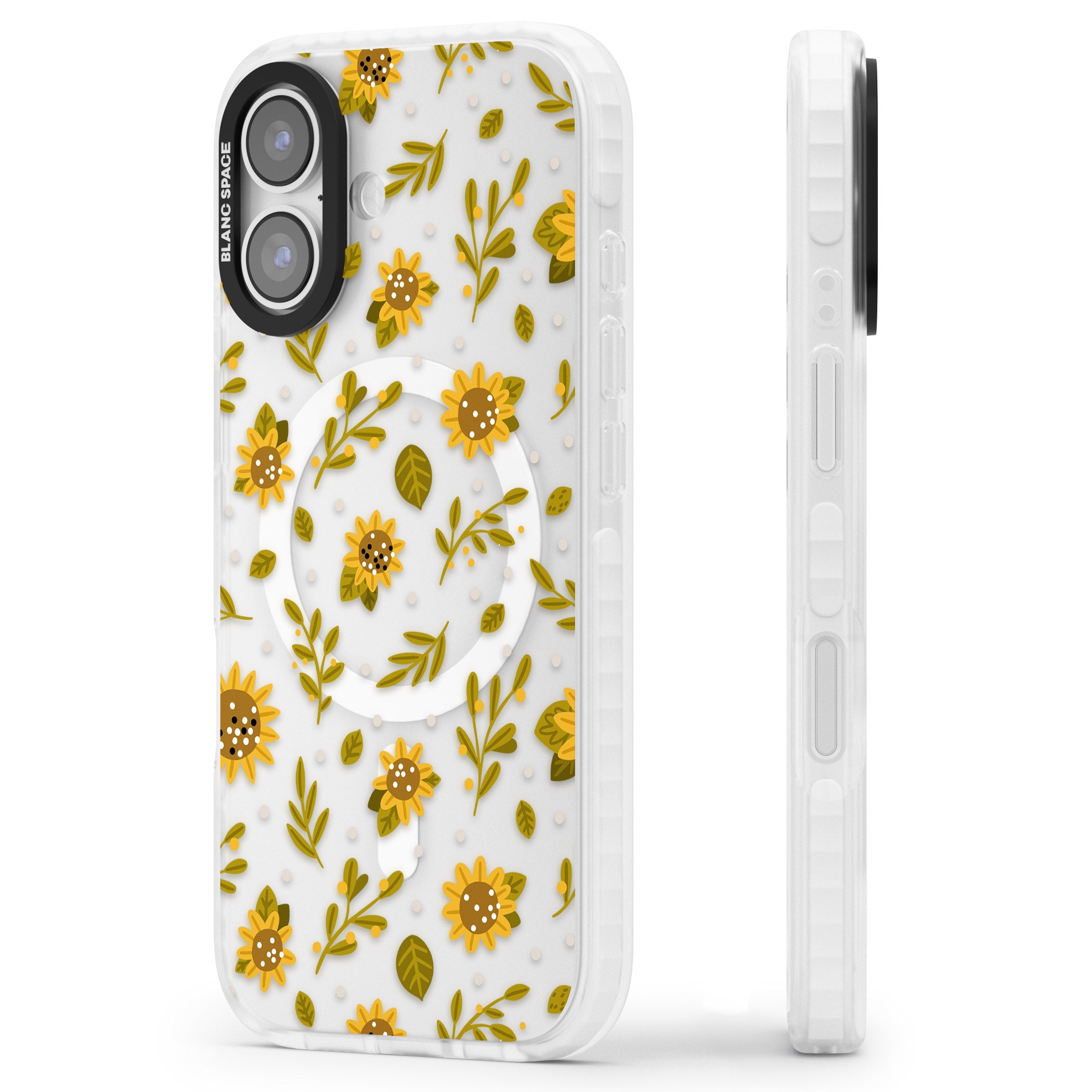 Bees & Sunflowers iPhone 17 Impact Pro Clear Phone Case Side Profile