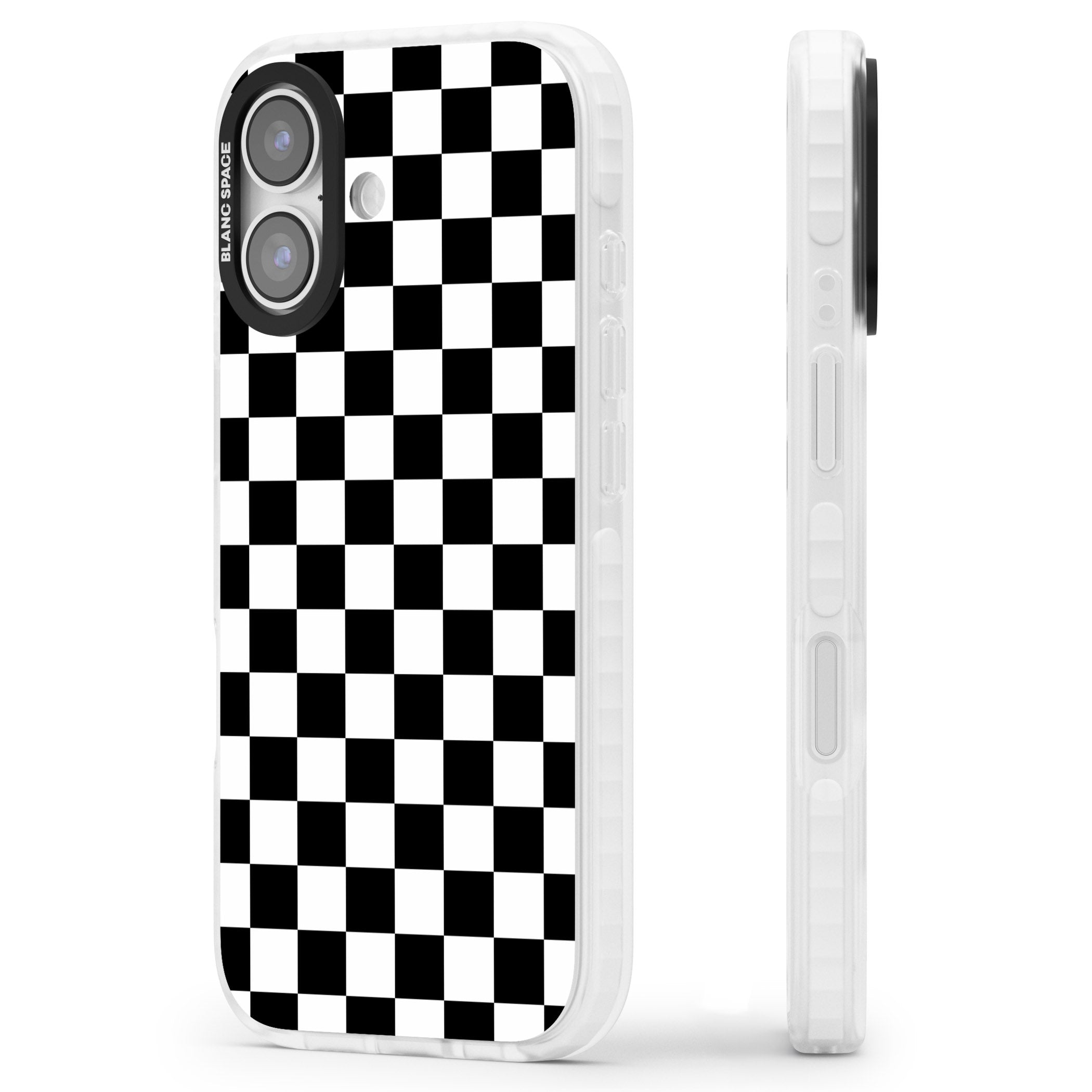 Black Checkered iPhone 17 Impact Pro Clear Phone Case Side Profile