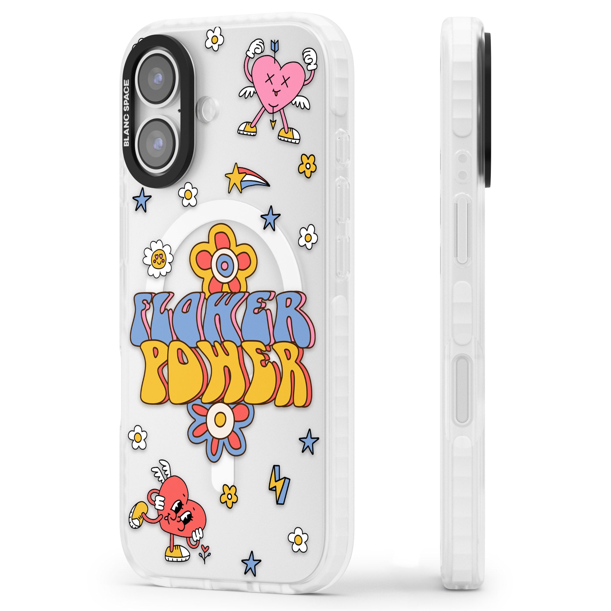 Flower Power iPhone 17 Impact Pro Clear Phone Case Side Profile