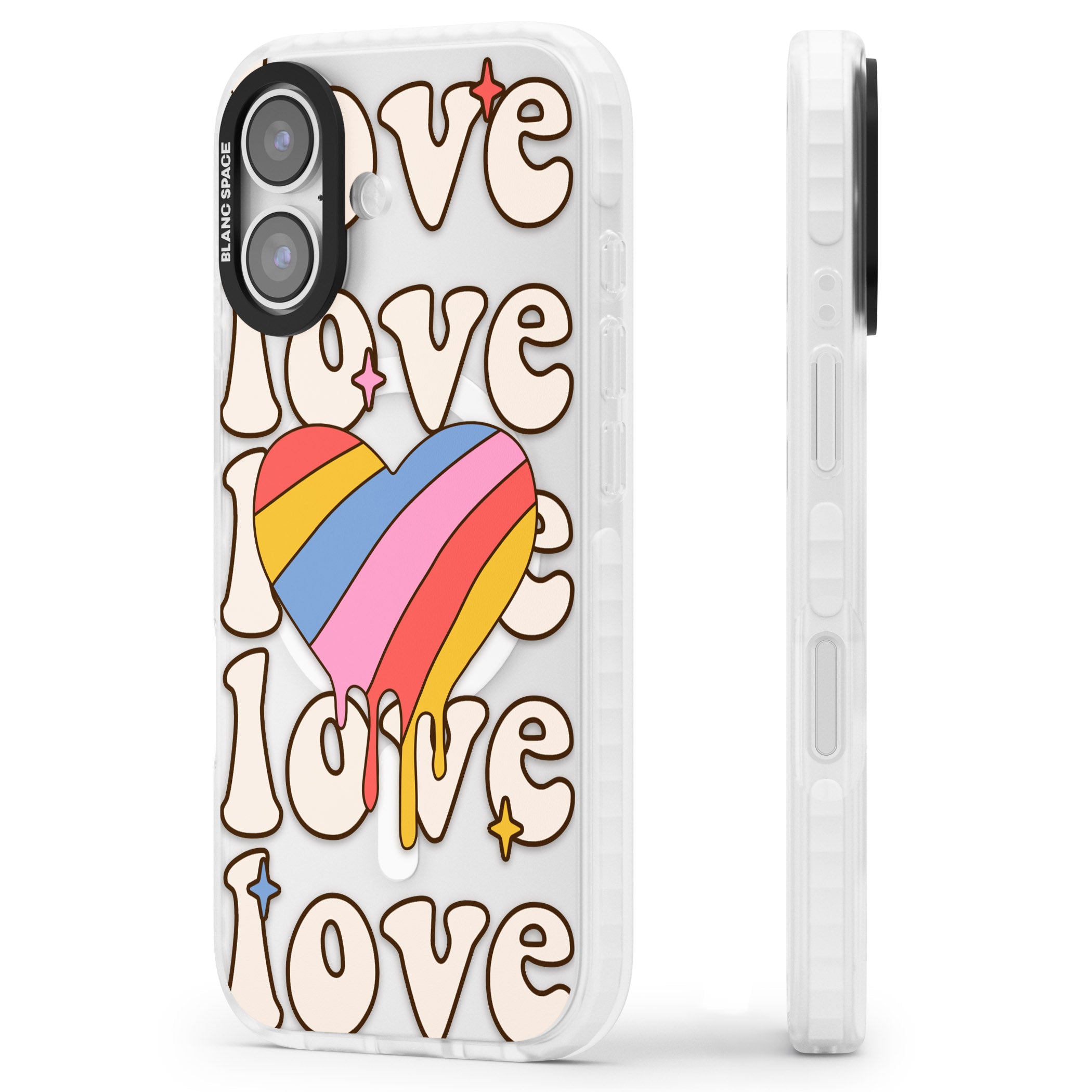 Groovy Love iPhone 17 Impact Pro Clear Phone Case Side Profile