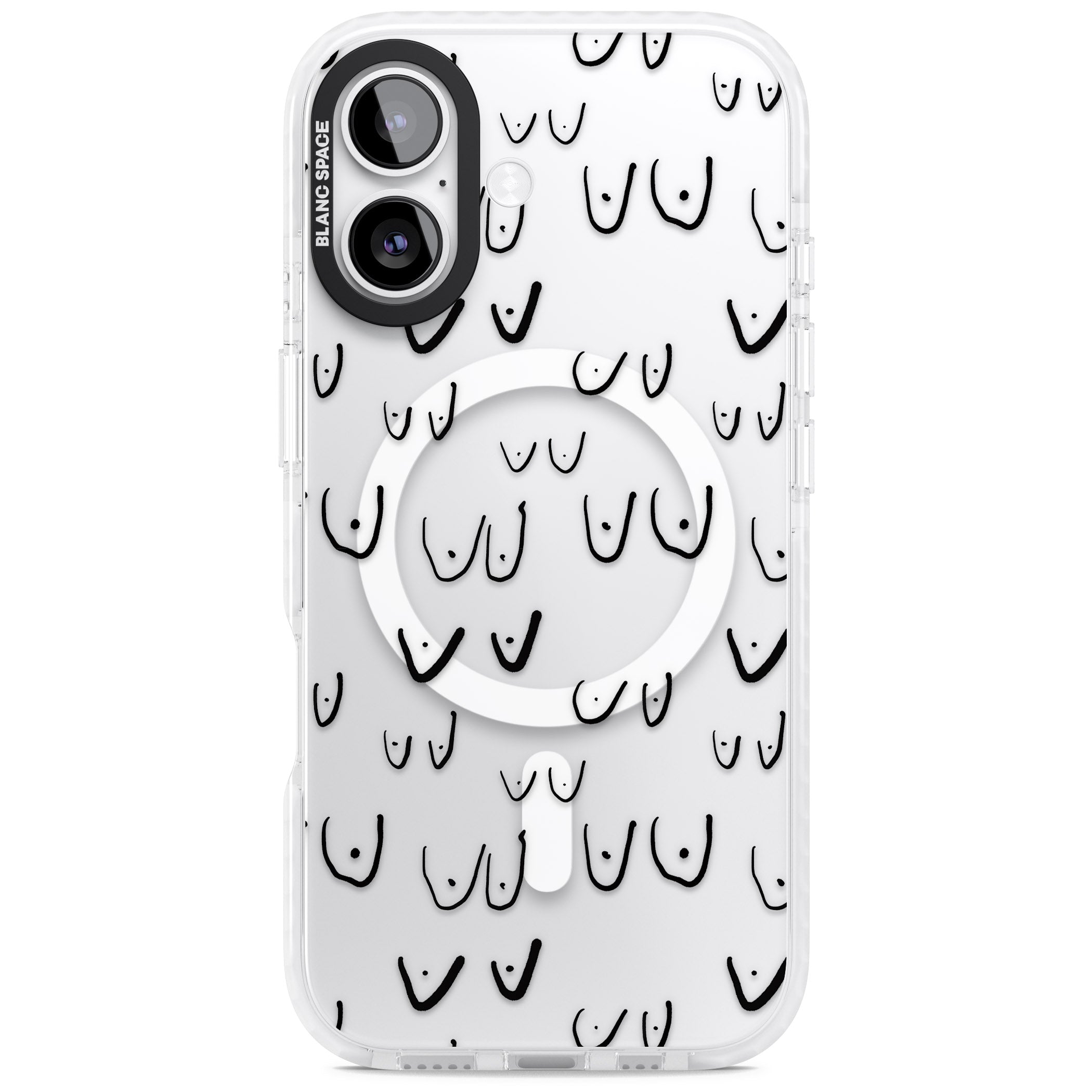 Boob Pattern (Black) iPhone 17 Impact Pro Clear Phone Case