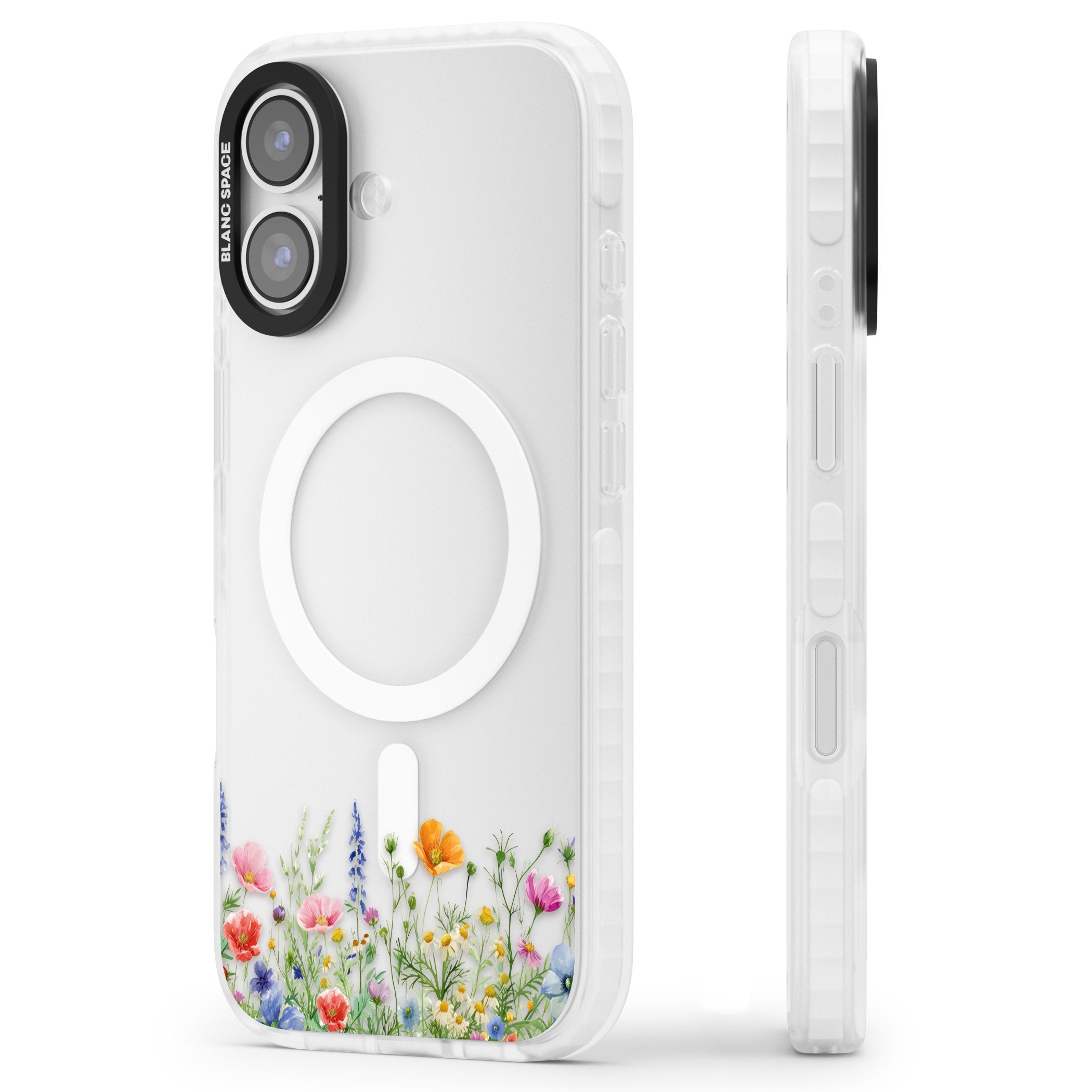 Minimal Wildflowers iPhone 17 Impact Pro Clear Phone Case Side Profile