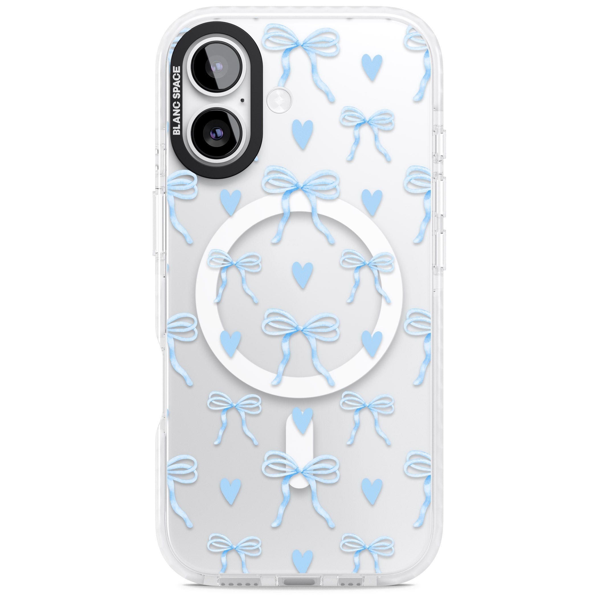 Blue Bows & Hearts iPhone 17 Impact Pro Clear Phone Case