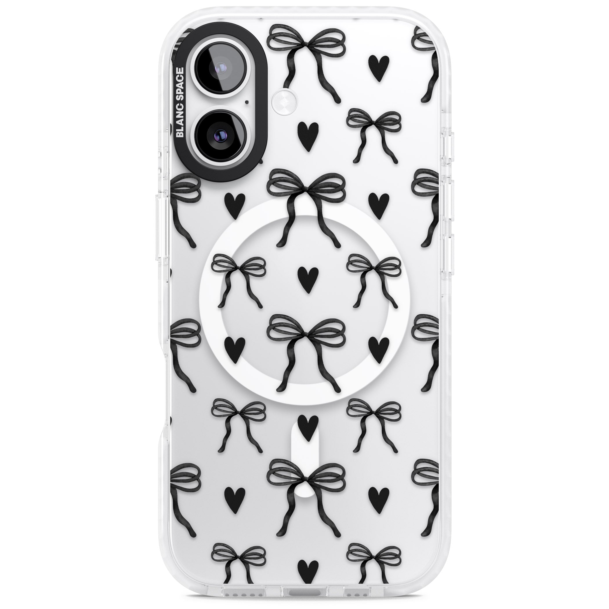 Black Bows & Hearts iPhone 17 Impact Pro Clear Phone Case