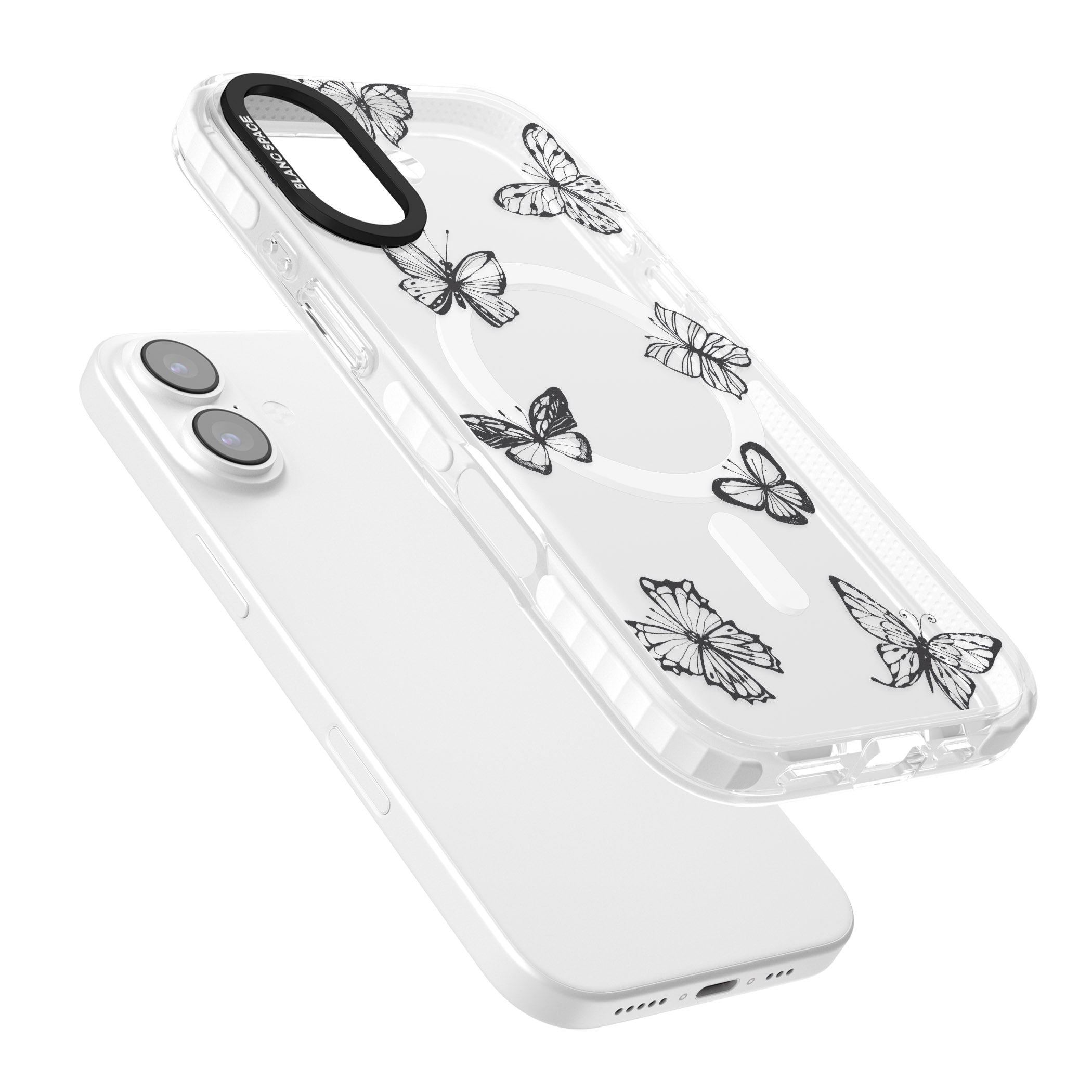 Grey Butterfly Line Pattern iPhone 17 Impact Pro Clear Phone Case Colours