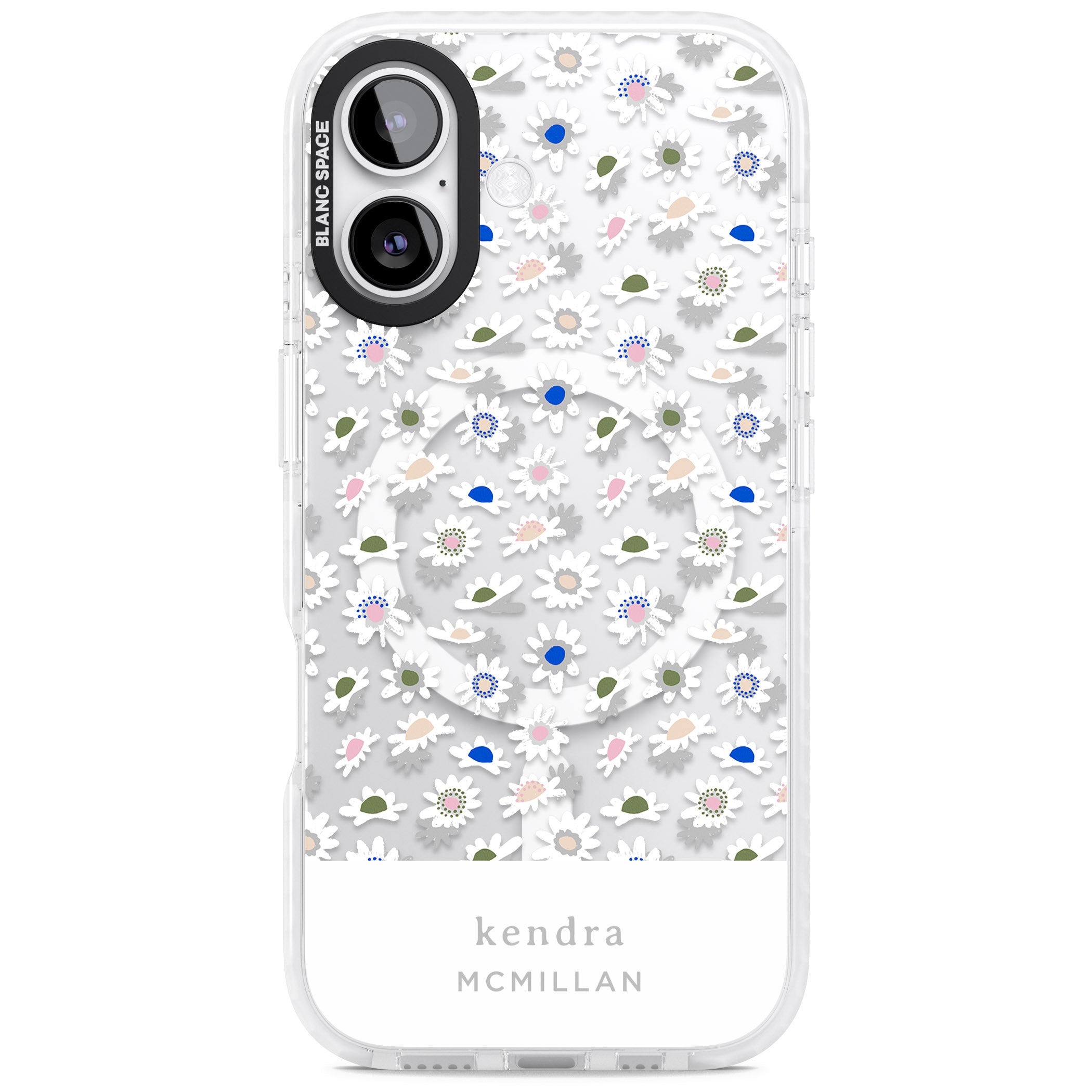 Personalised Grey & White Daisies iPhone 17 Impact Pro Clear Phone Case