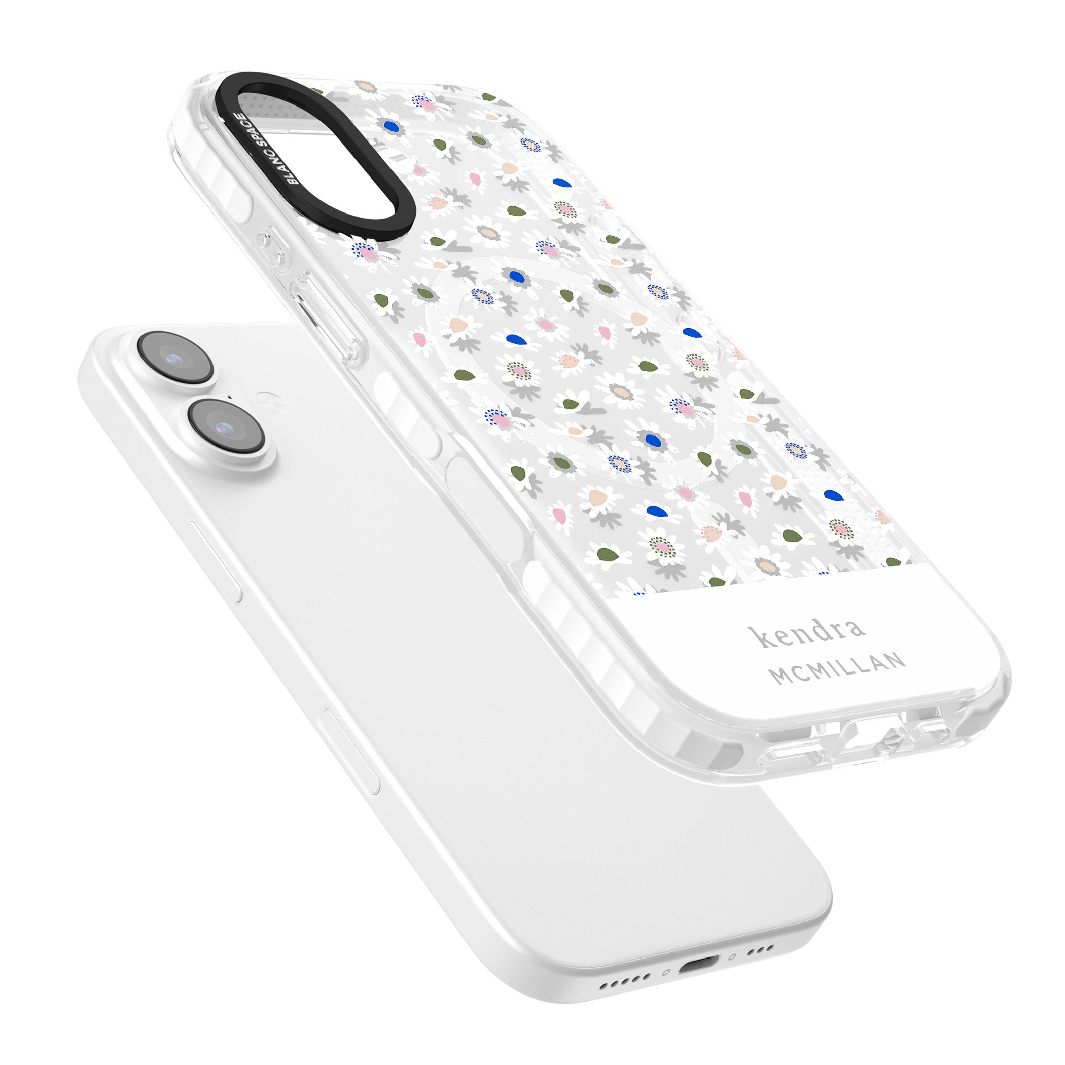 Personalised Grey & White Daisies iPhone 17 Impact Pro Clear Phone Case Colours