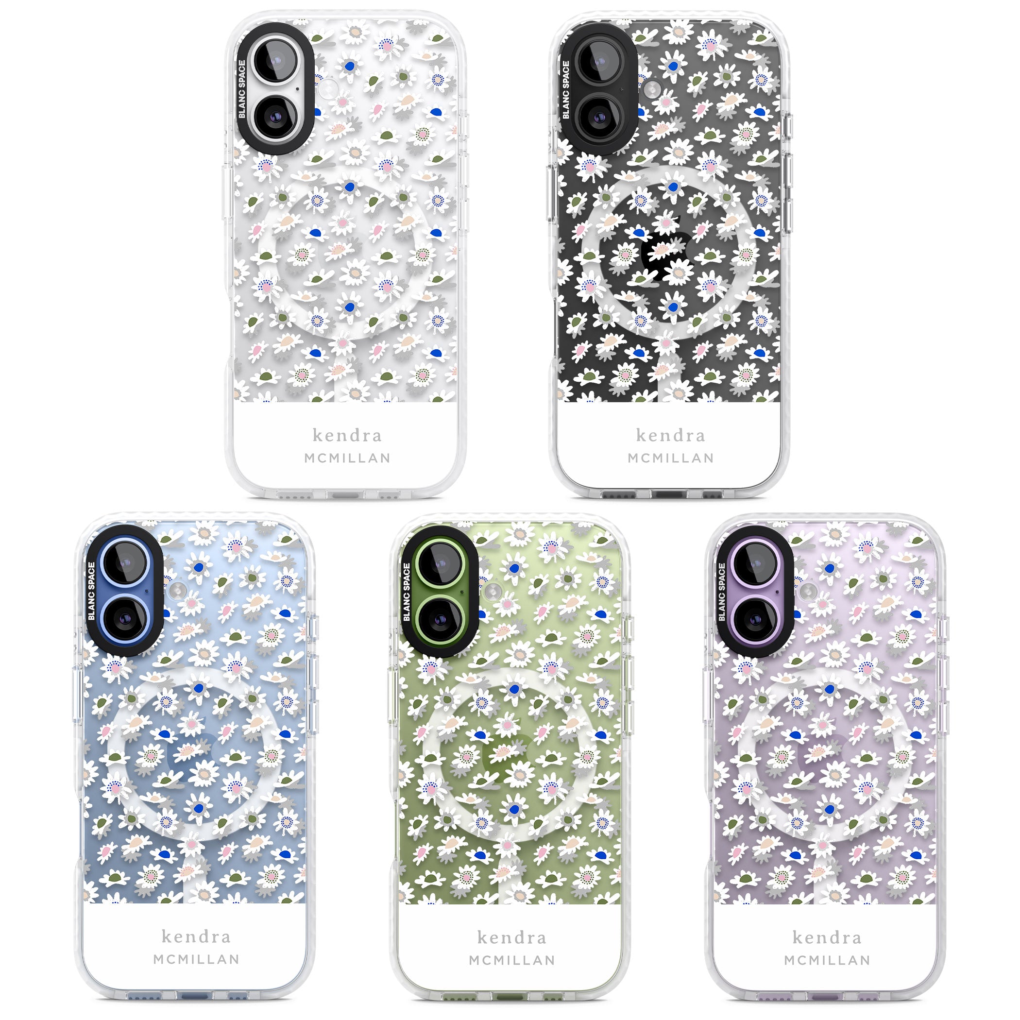 Personalised Grey & White Daisies iPhone 17 Impact Pro Clear Phone Case APT Impact Protection