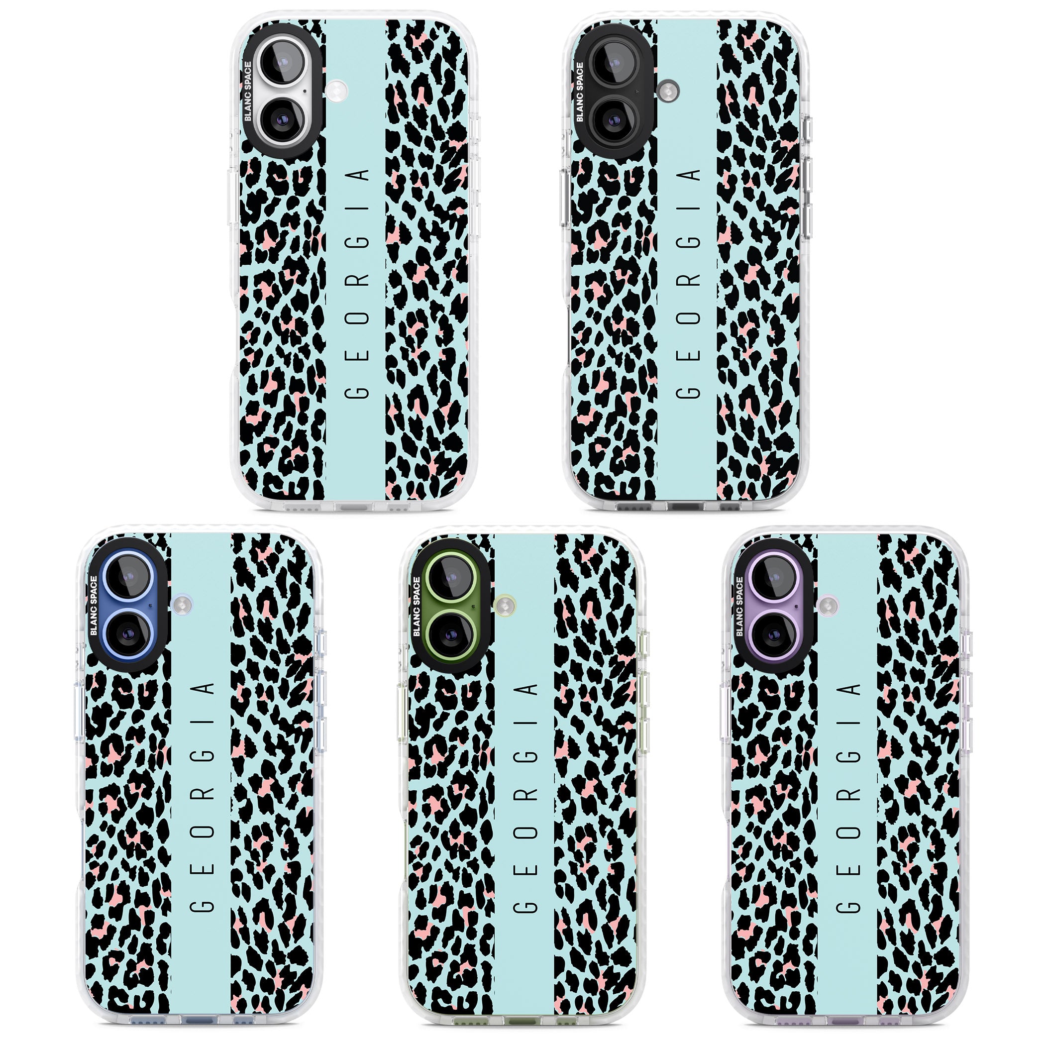 Personalised Blue Leopard iPhone 17 Impact Pro Clear Phone Case APT Impact Protection