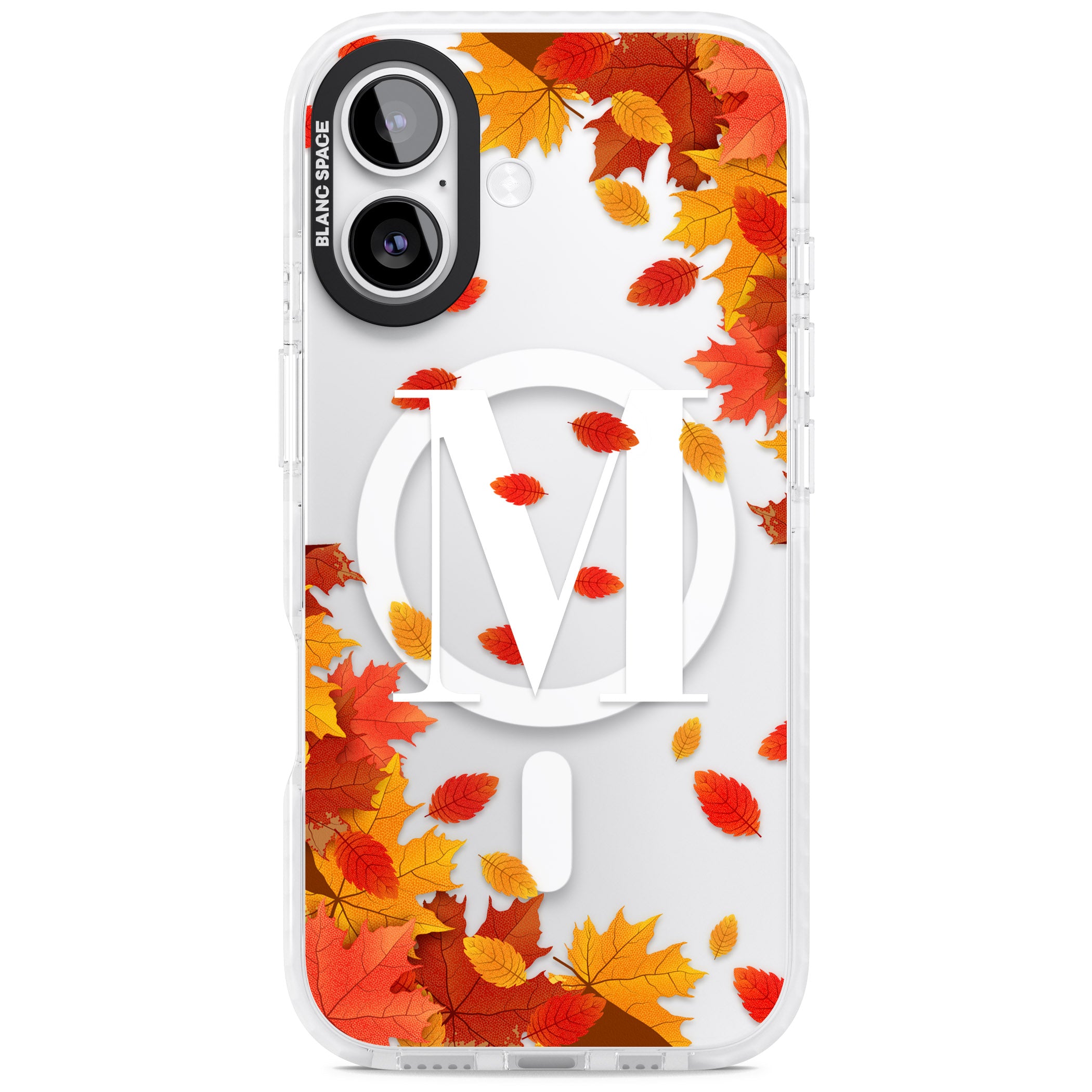 Personalised Autumn Leaves Monogram iPhone 17 Impact Pro Clear Phone Case