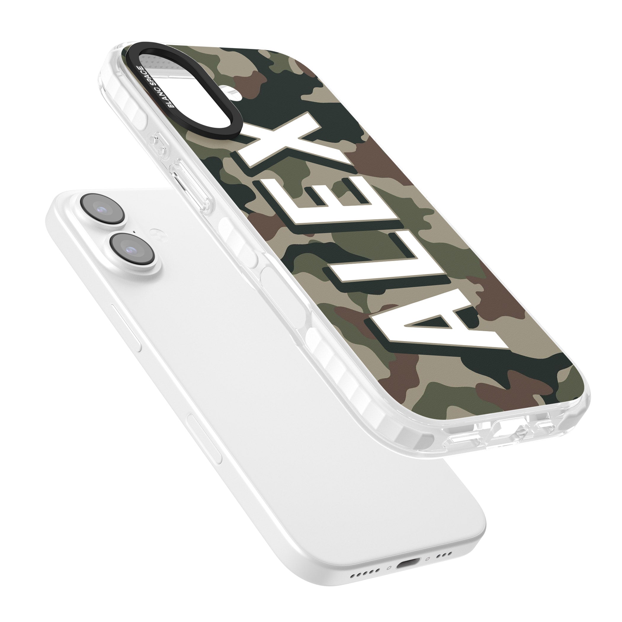 Personalised Classic Green Camo iPhone 17 Impact Pro Clear Phone Case Colours
