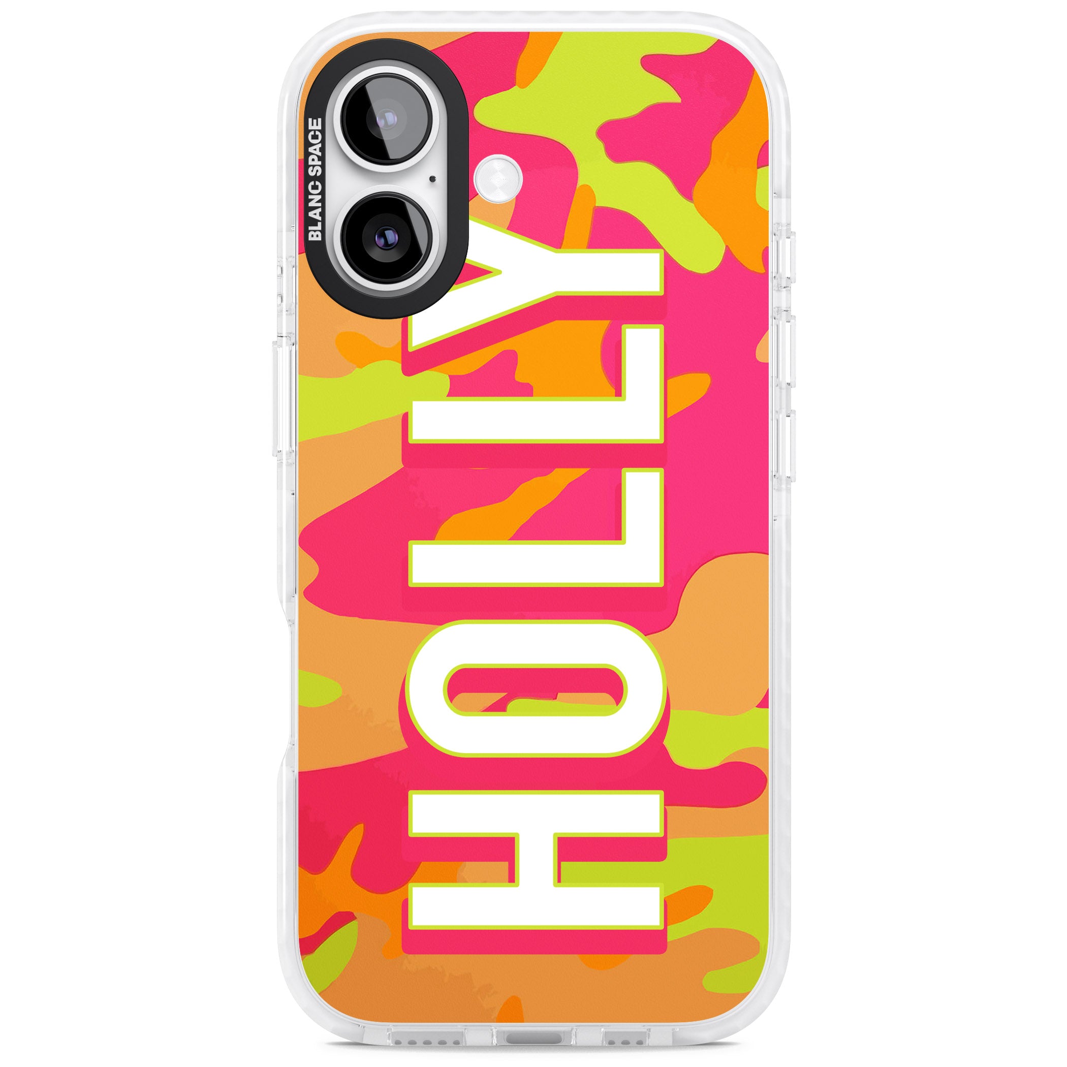 Personalised Bold Neon Camo iPhone 17 Impact Pro Clear Phone Case