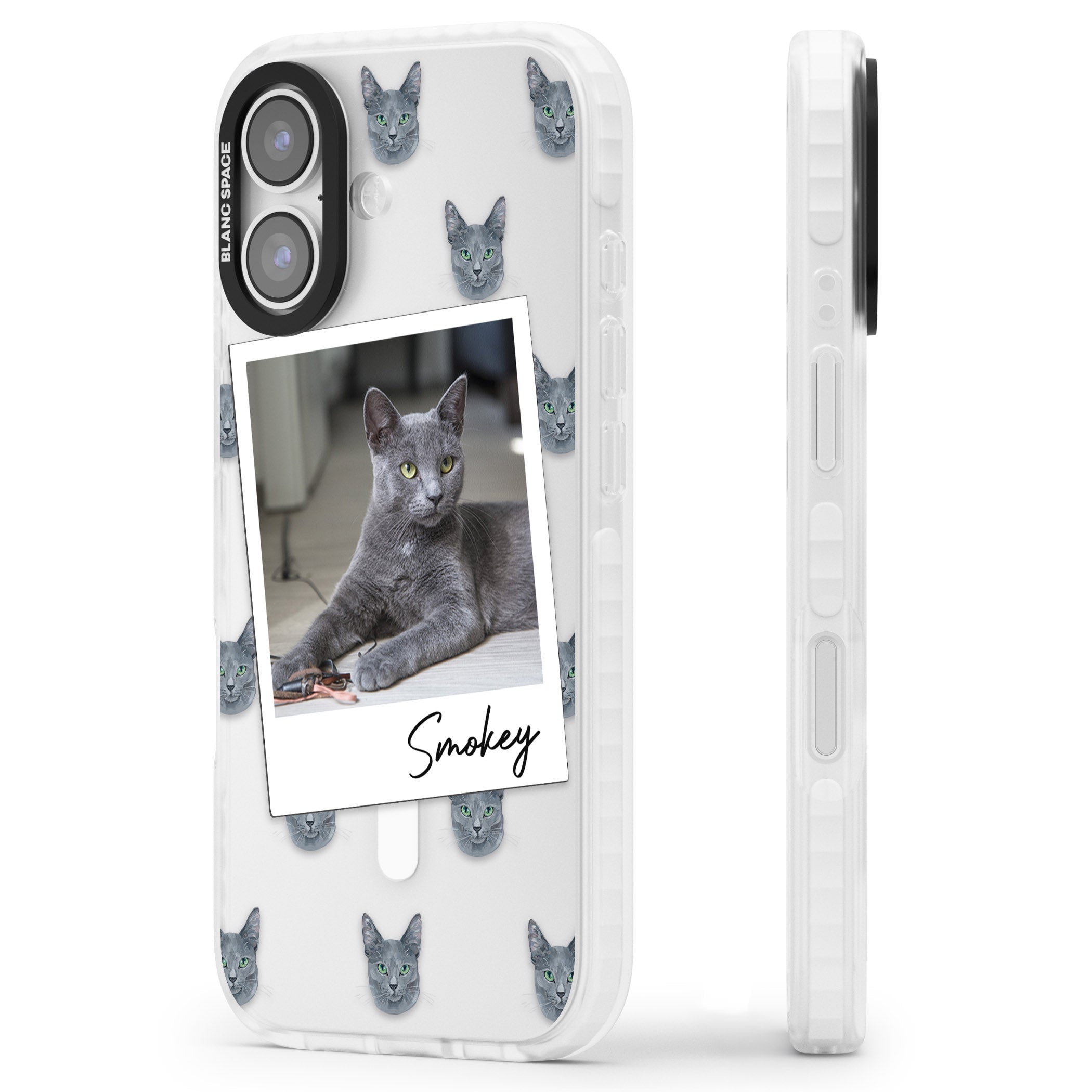Personalised Korat Cat Photo iPhone 17 Impact Pro Clear Phone Case Side Profile