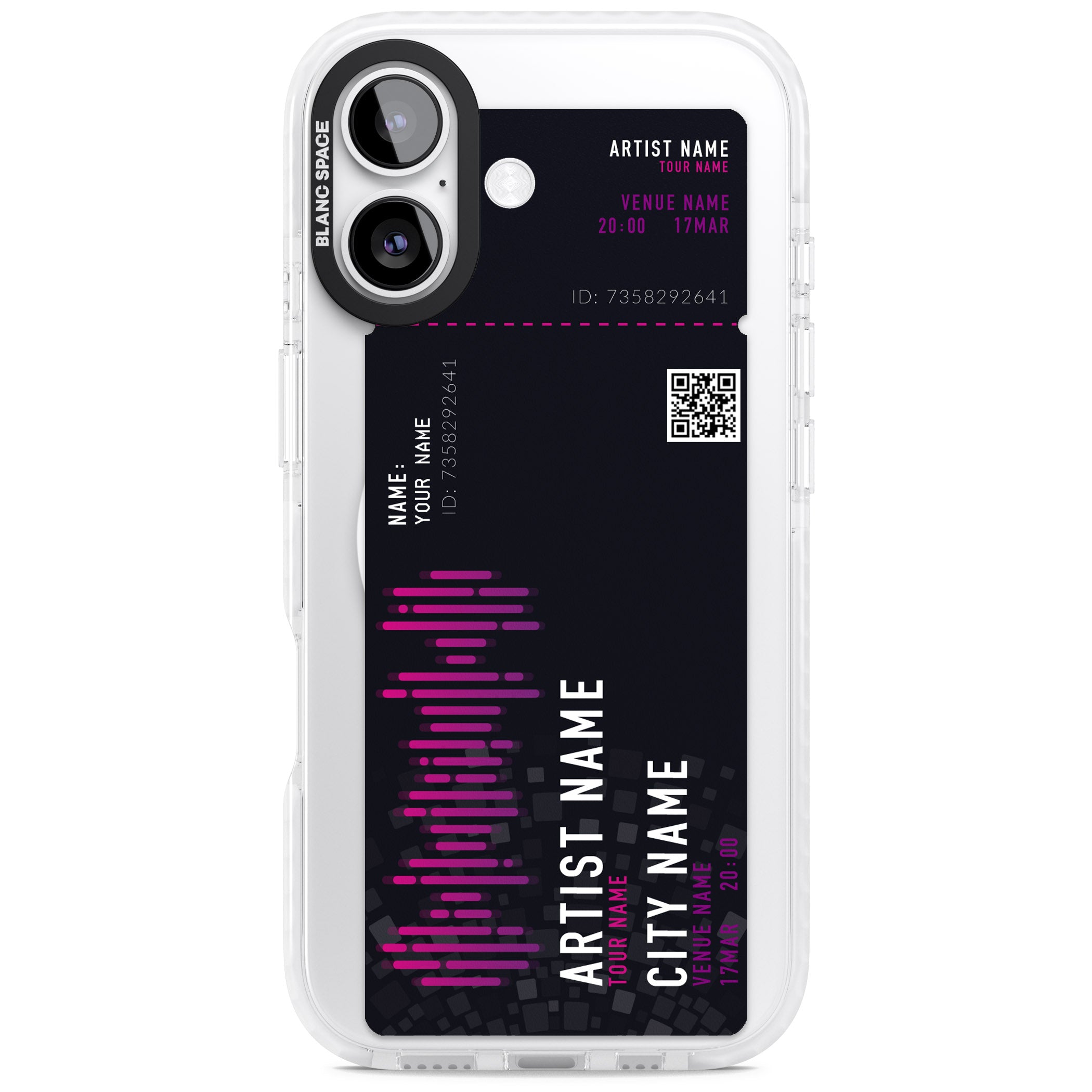 Personalised Concert Ticket iPhone 17 Impact Pro Clear Phone Case