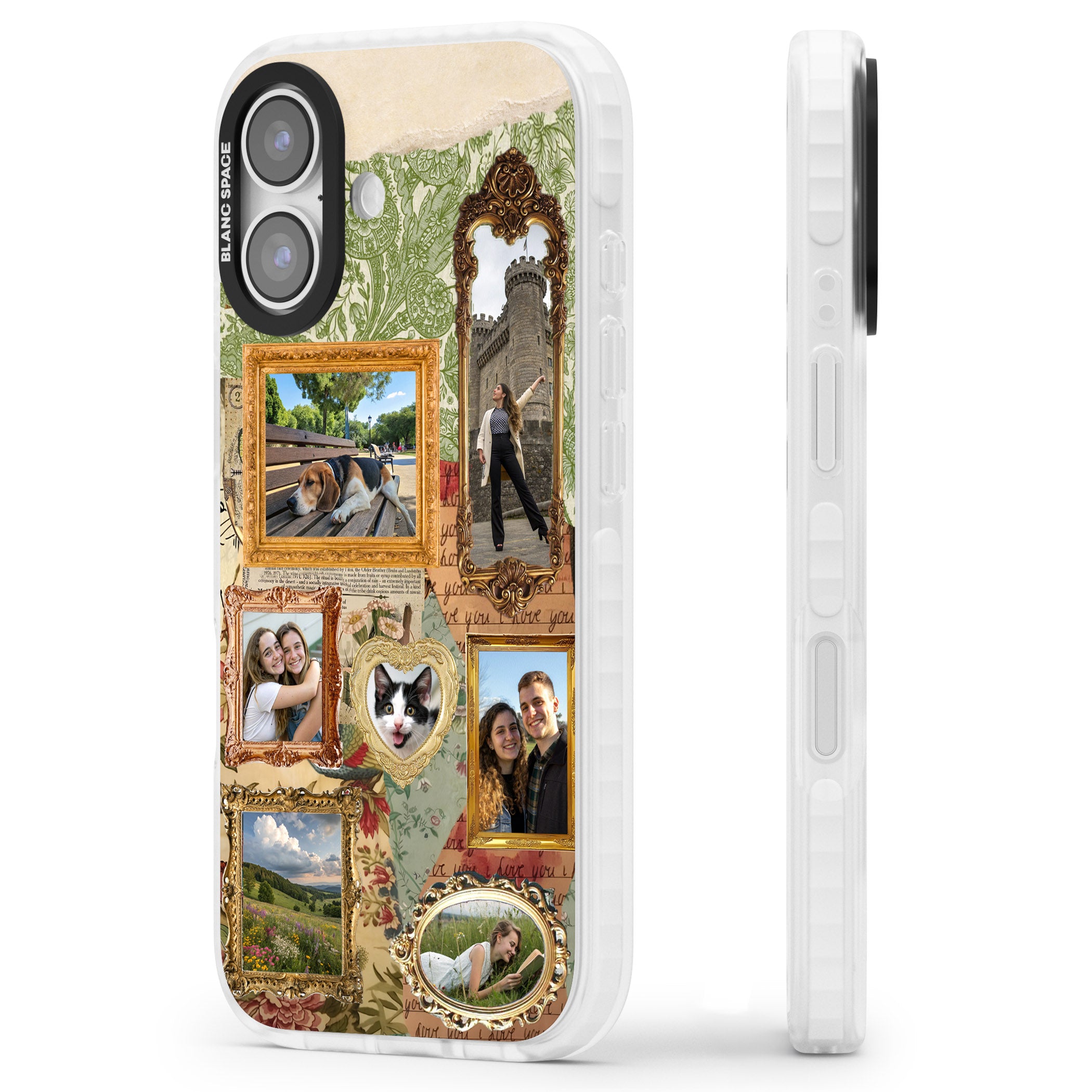Personalised Vintage Frame Collage iPhone 17 Impact Pro Clear Phone Case Side Profile