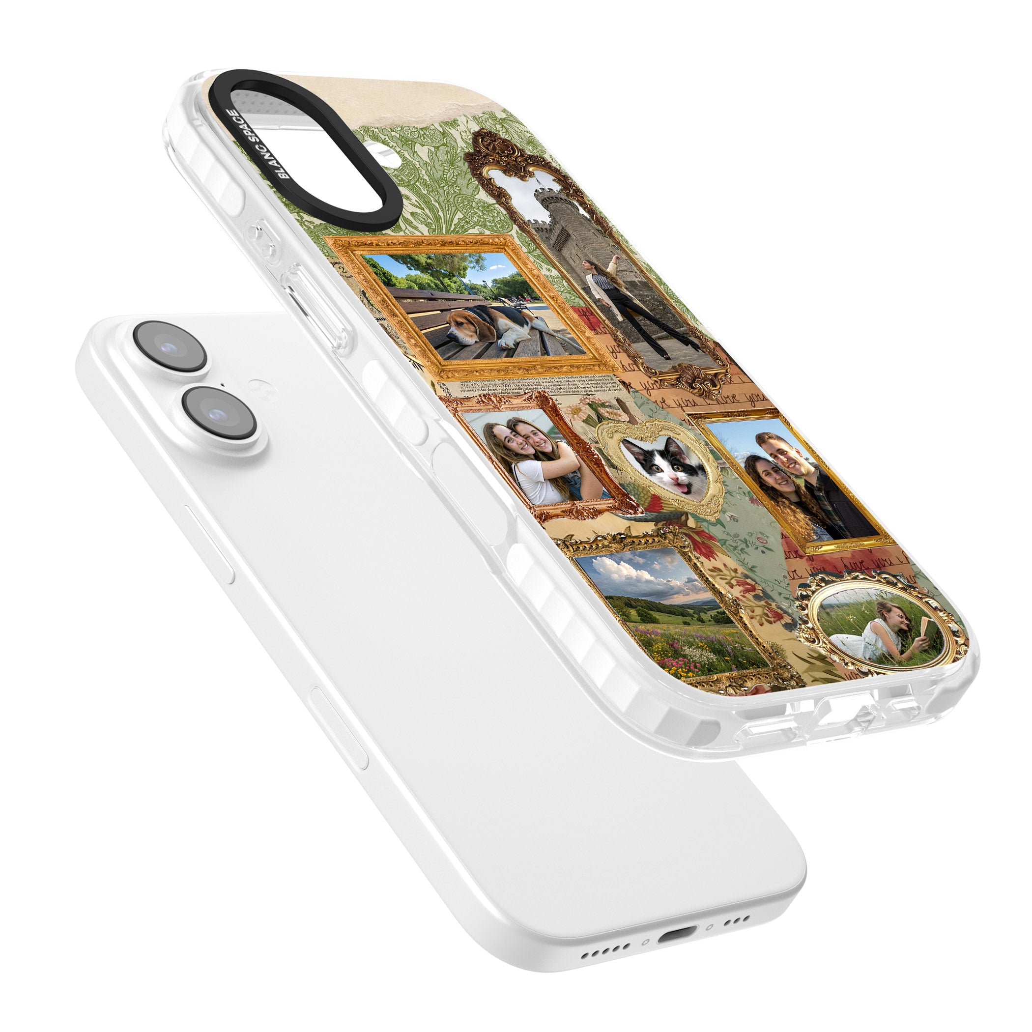 Personalised Vintage Frame Collage iPhone 17 Impact Pro Clear Phone Case Colours