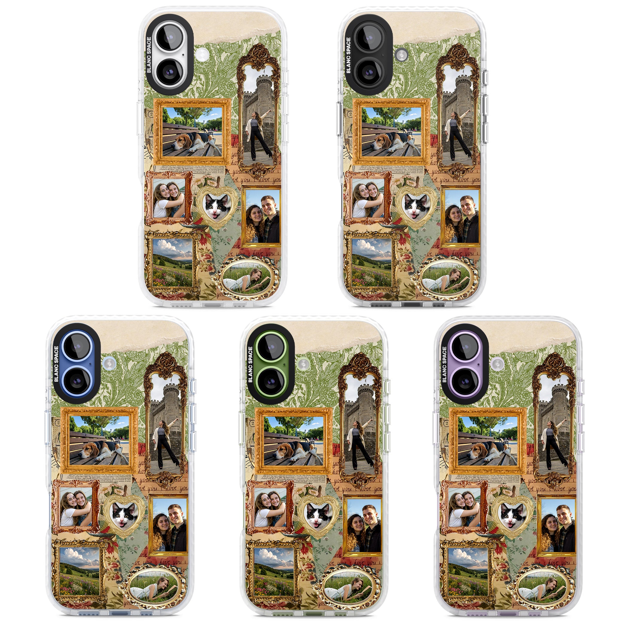 Personalised Vintage Frame Collage iPhone 17 Impact Pro Clear Phone Case APT Impact Protection