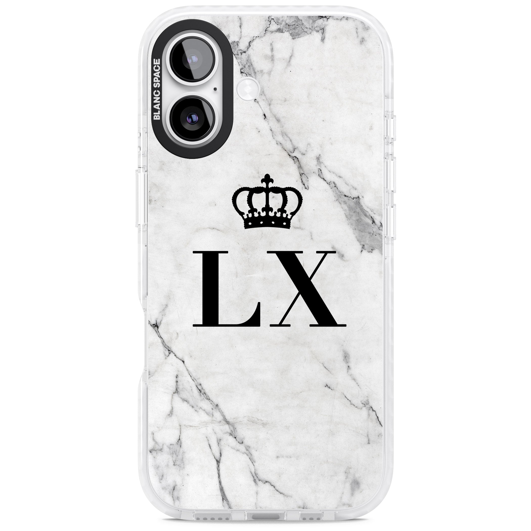 Personalised Initial Crown Marble iPhone 17 Impact Pro Clear Phone Case
