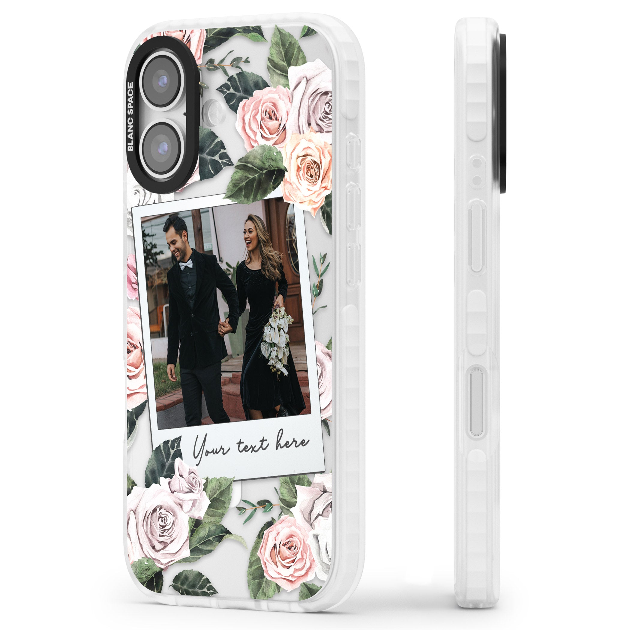 Personalised Floral Instant Camera Photo iPhone 17 Impact Pro Clear Phone Case Side Profile